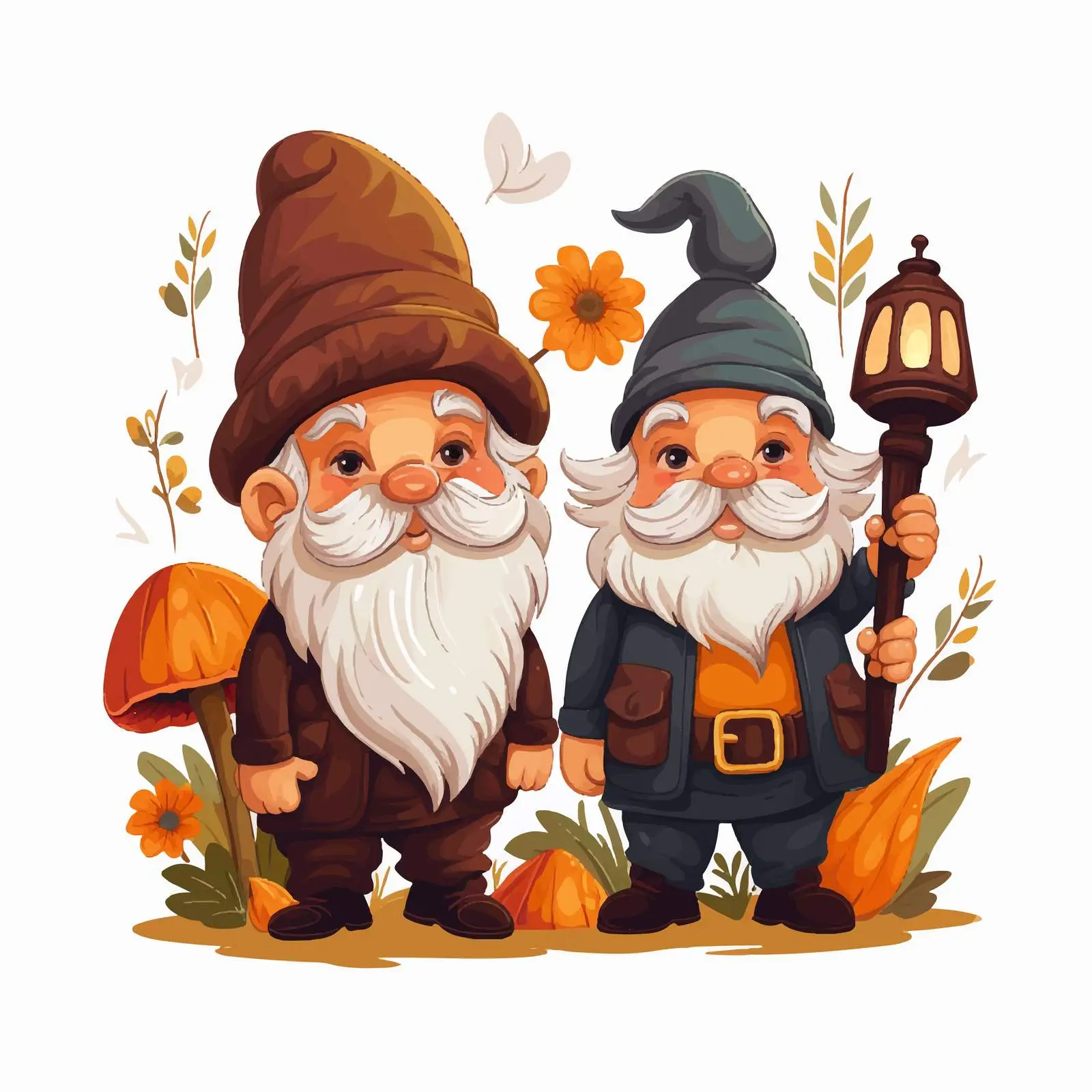 Happy Cute Little Gnomes in Autumn — free download from Dotvec