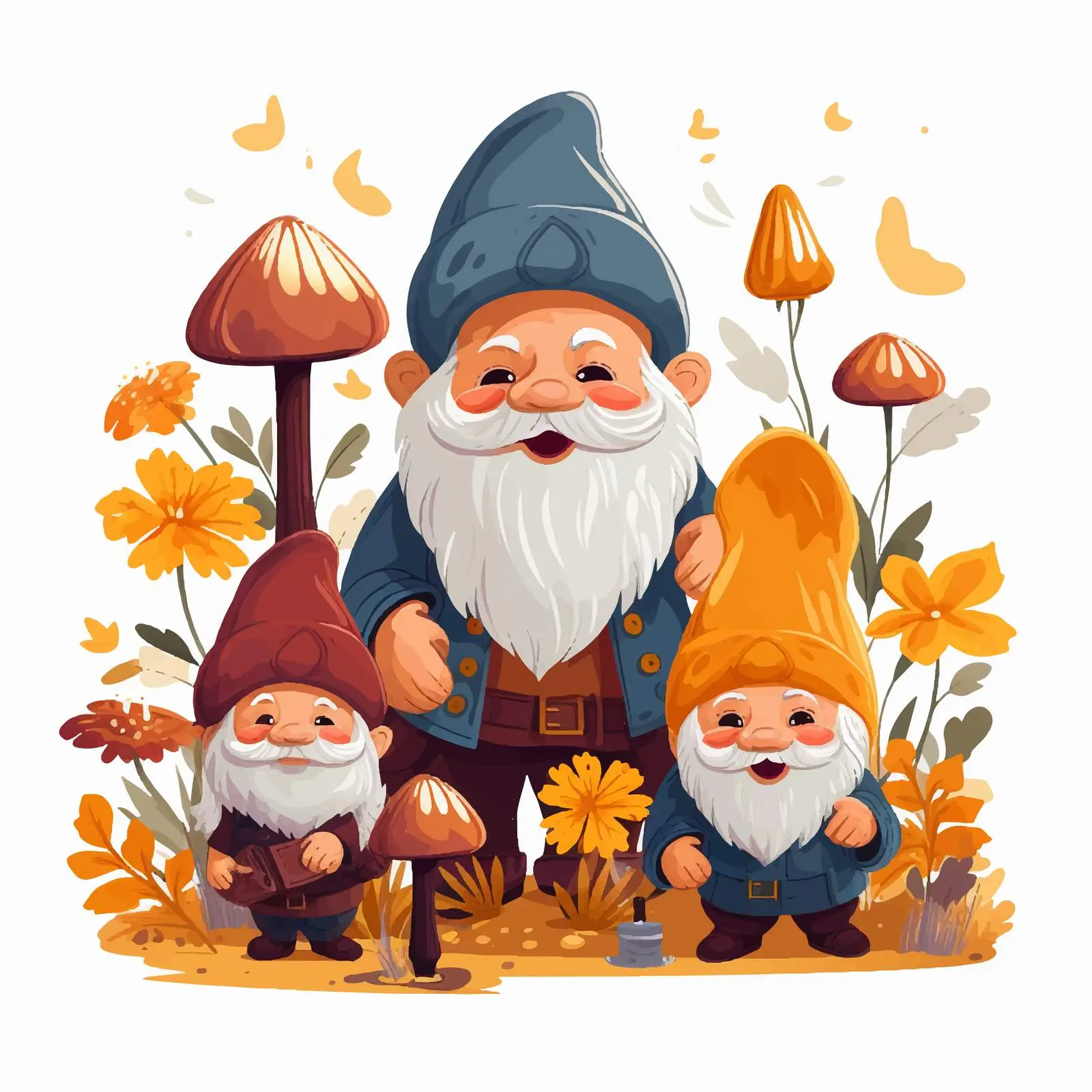 Cute Autumn Gnomes with Beards — free download from Dotvec