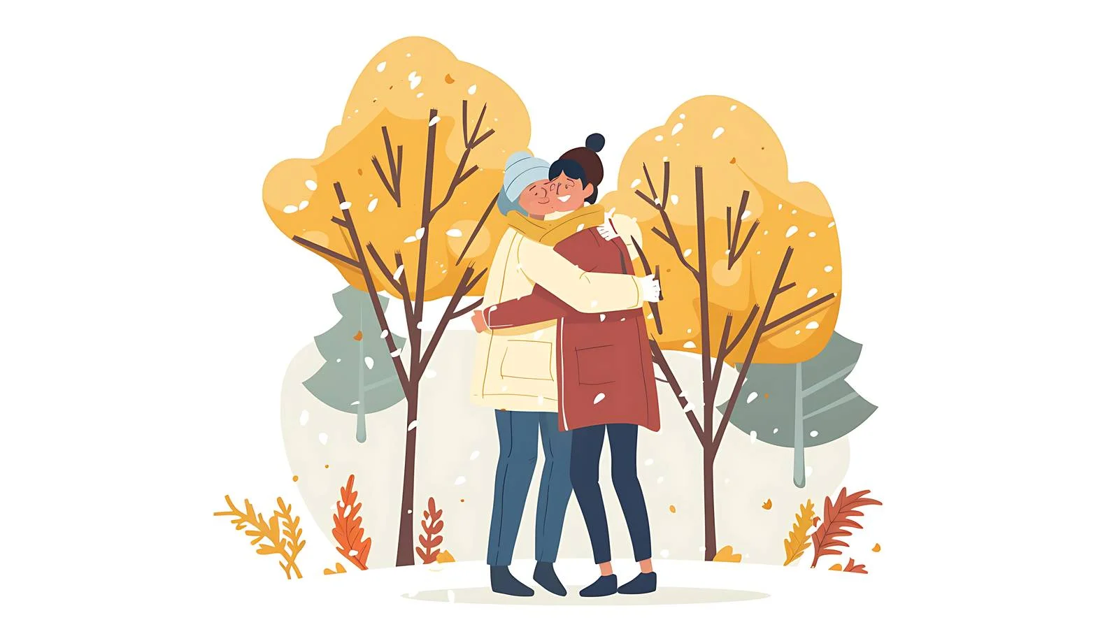 Joyful daughter hugging elderly mom outdoors — free download from Dotvec
