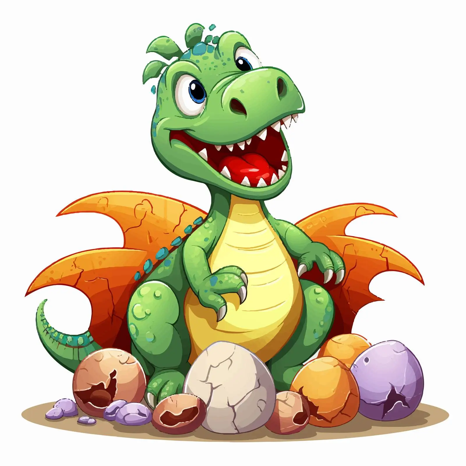 Happy Dinosaur with Hatching Eggs Illustration — free download from Dotvec