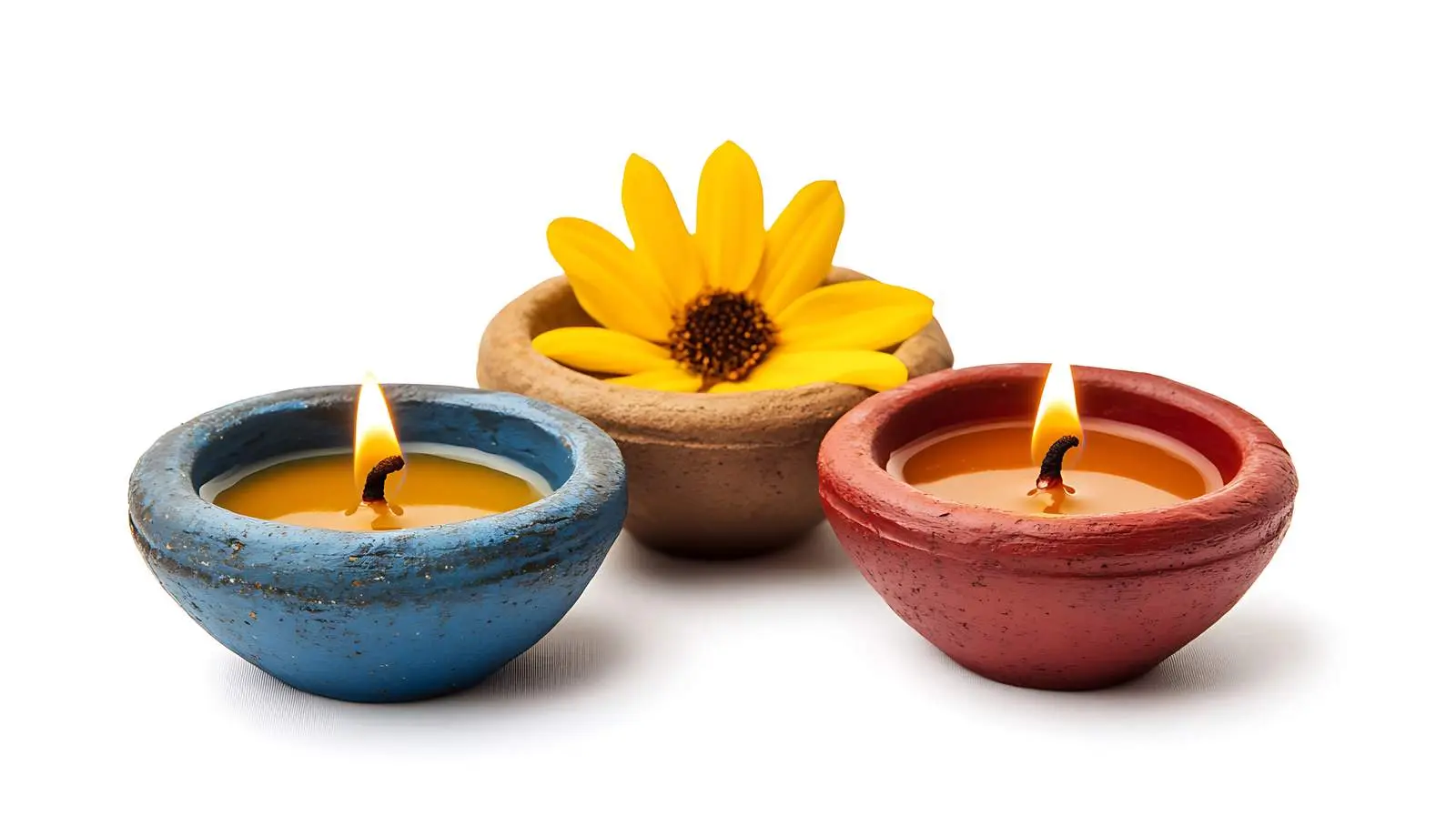 Festive Clay Diya Lamps Illuminated – free dipavali image from Dotvec
