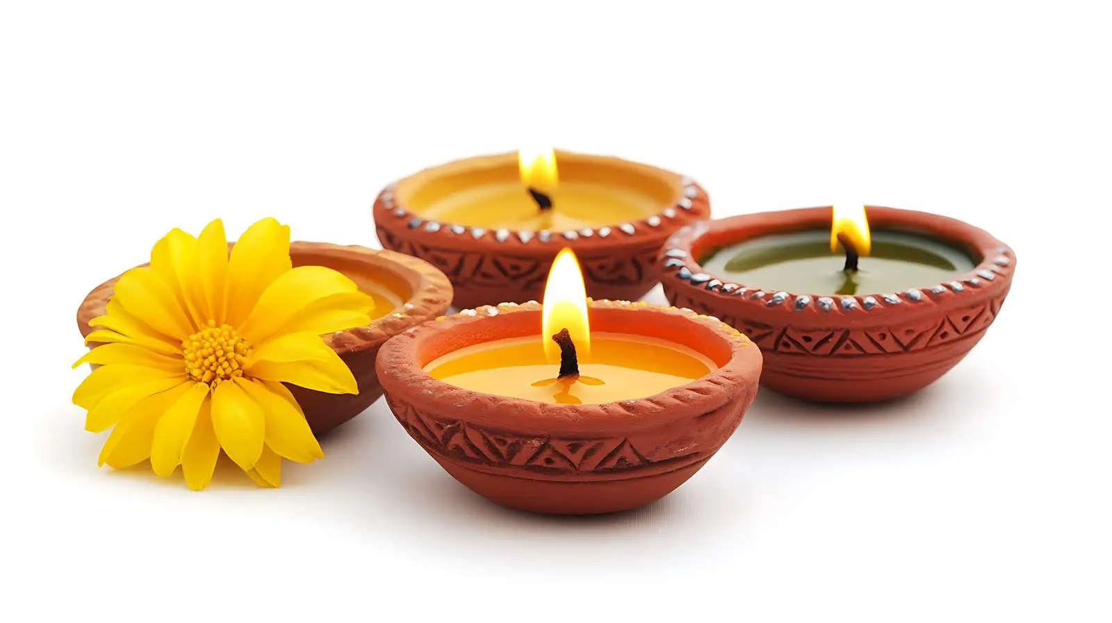 Festive Clay Diya Lamps Illuminated – free dipavali image from Dotvec