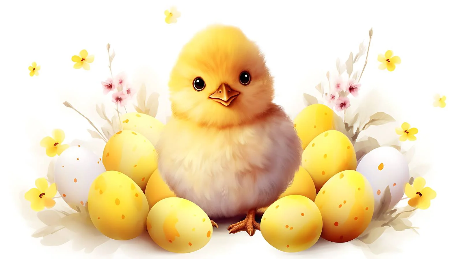 Cheerful Easter Card with Playful Chick — free download from Dotvec