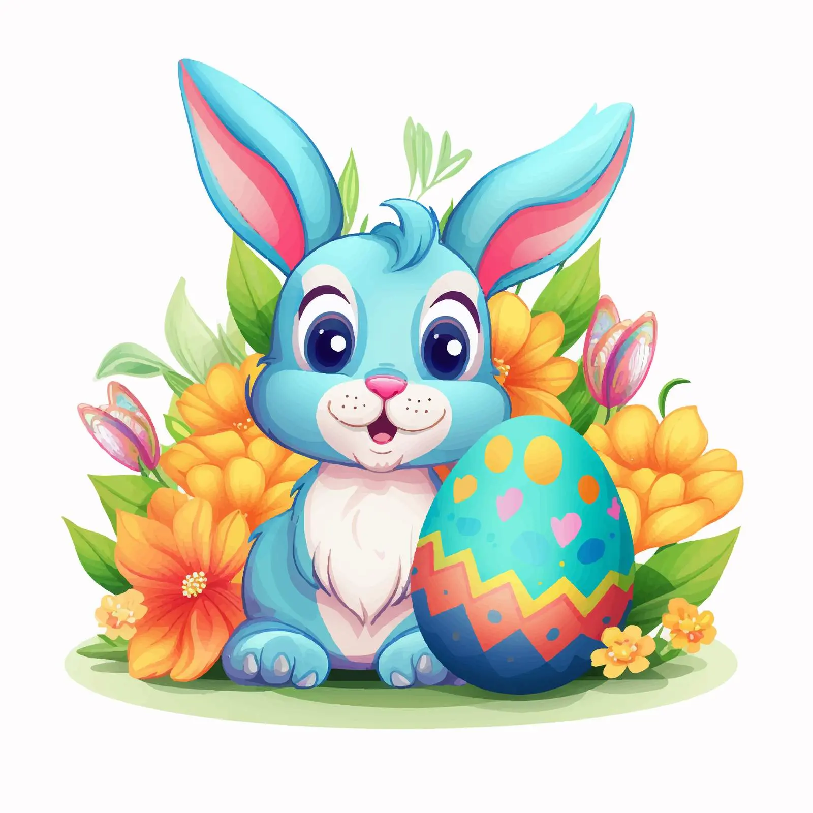 Easter Bunny with Colorful Eggs Illustration — free download from Dotvec