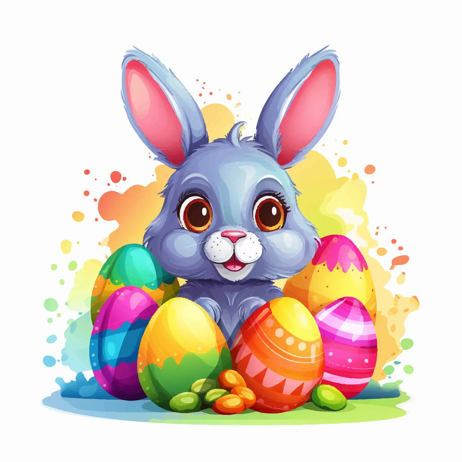 Easter Bunny with Colorful Egg Illustration — free download from Dotvec