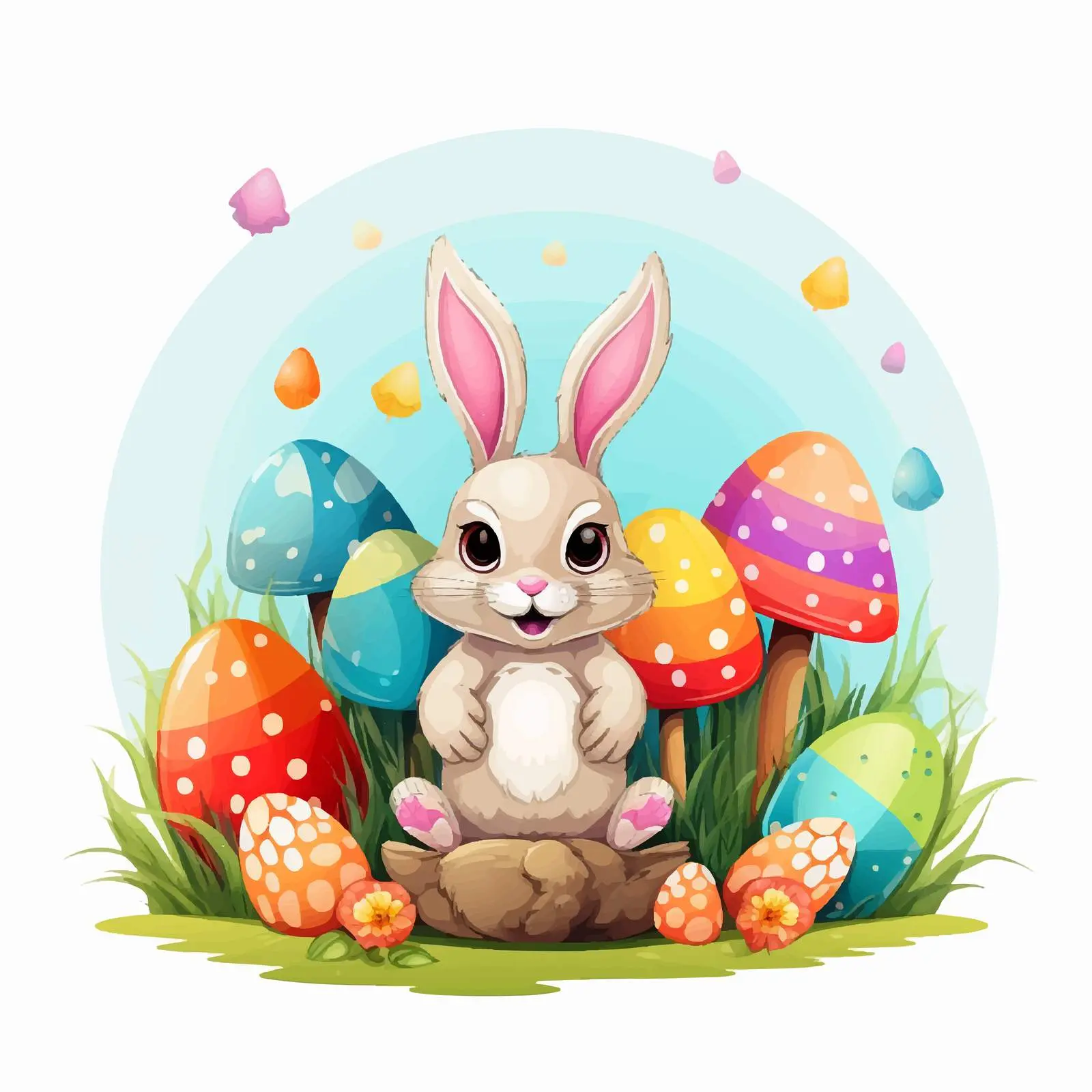 Easter Bunny with Colorful Eggs Illustration — free download from Dotvec