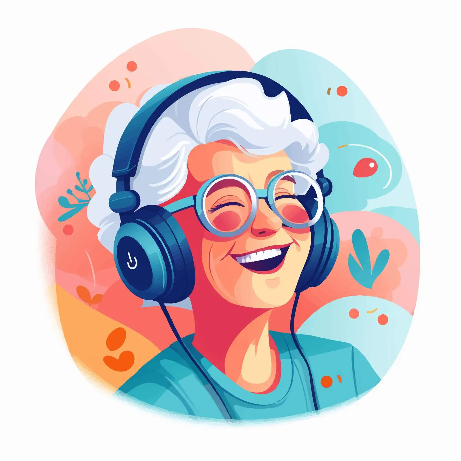 Elderly Woman Enjoying Music with Headphones — free download from Dotvec