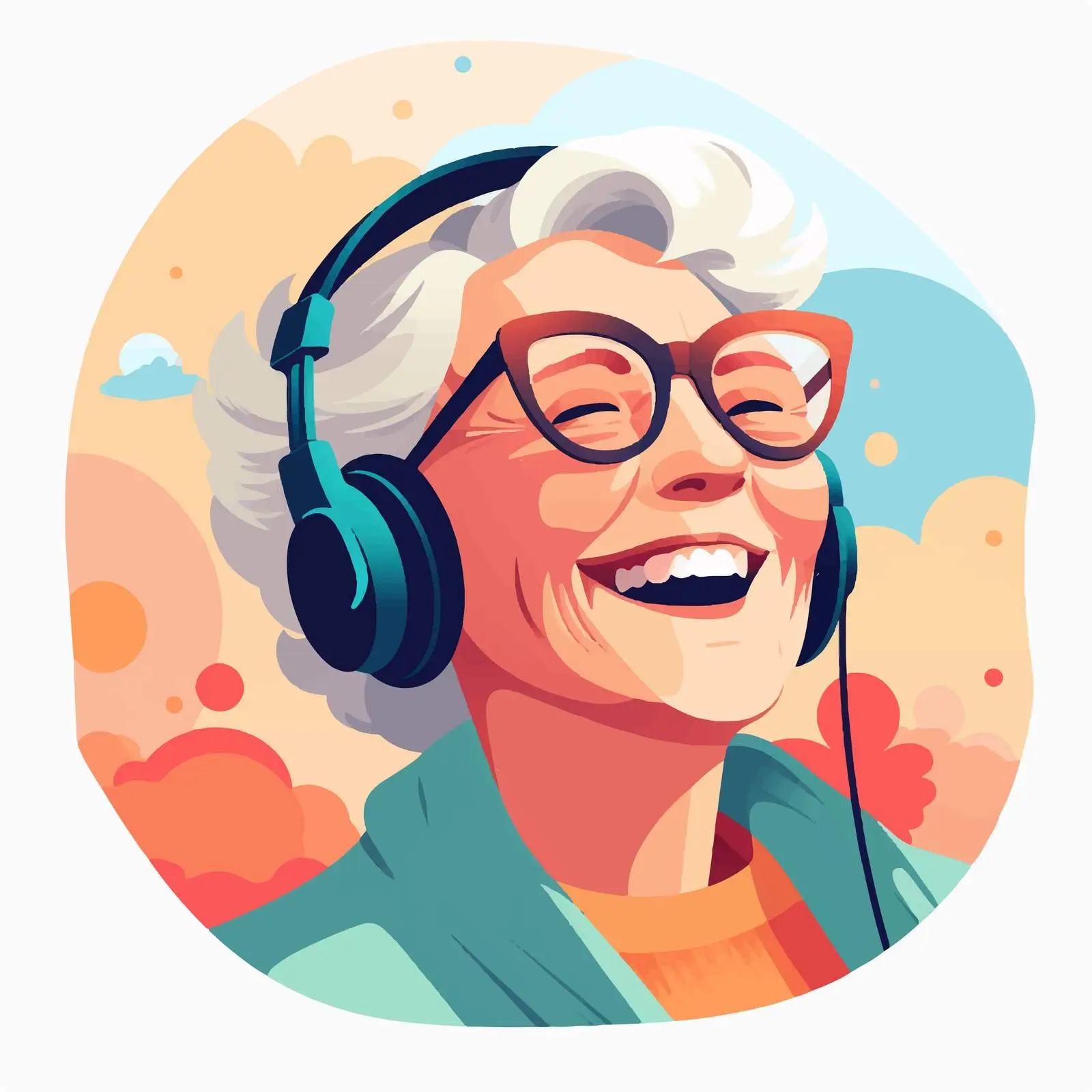 Elderly Woman Enjoying Music with Headphones — free download from Dotvec