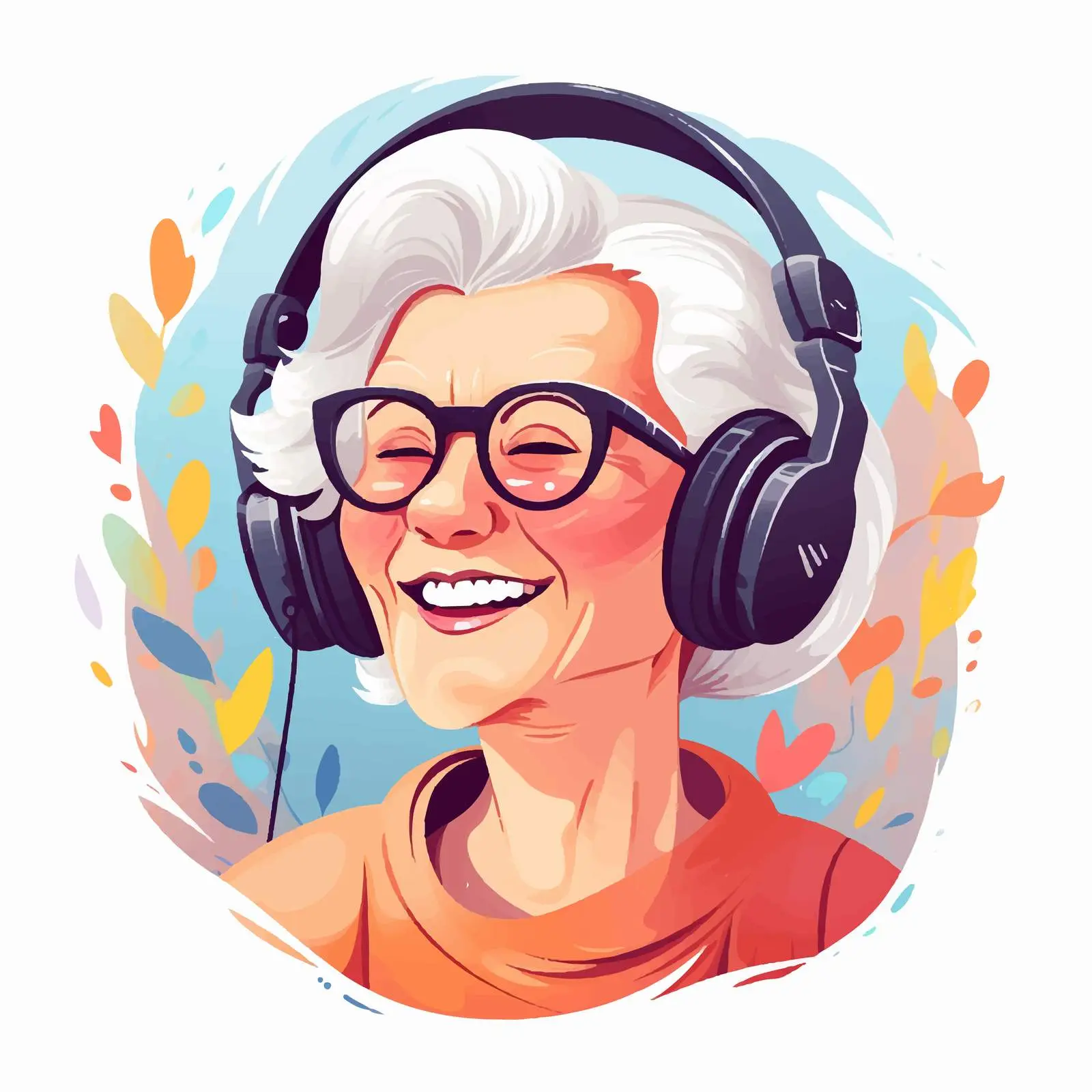 Elderly Woman Enjoying Music with Headphones — free download from Dotvec