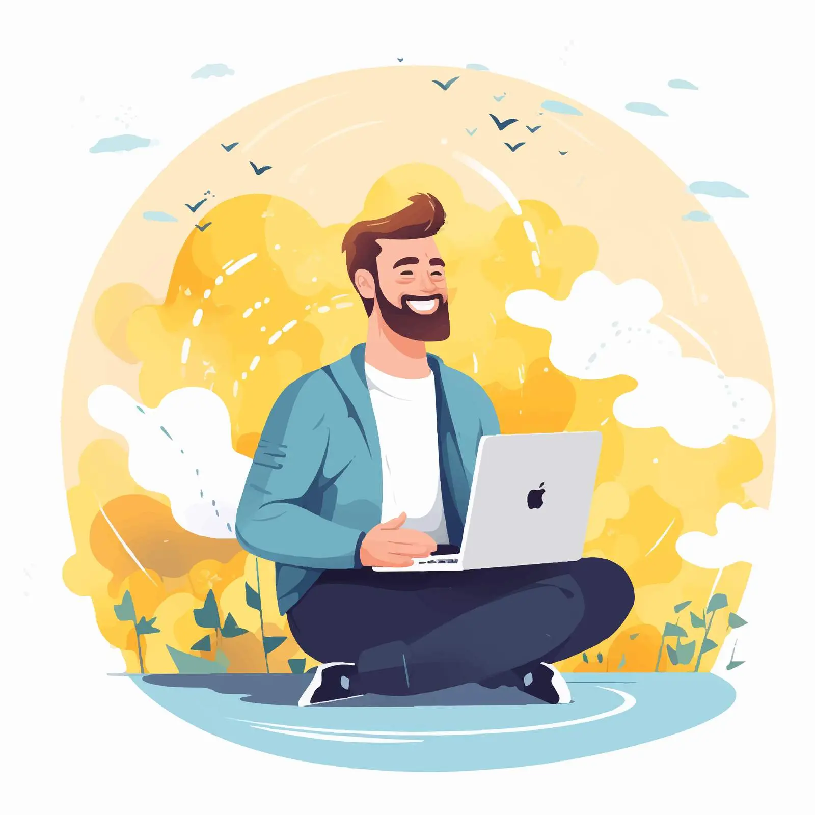 Happy Employee in Positive Work Environment — free download from Dotvec