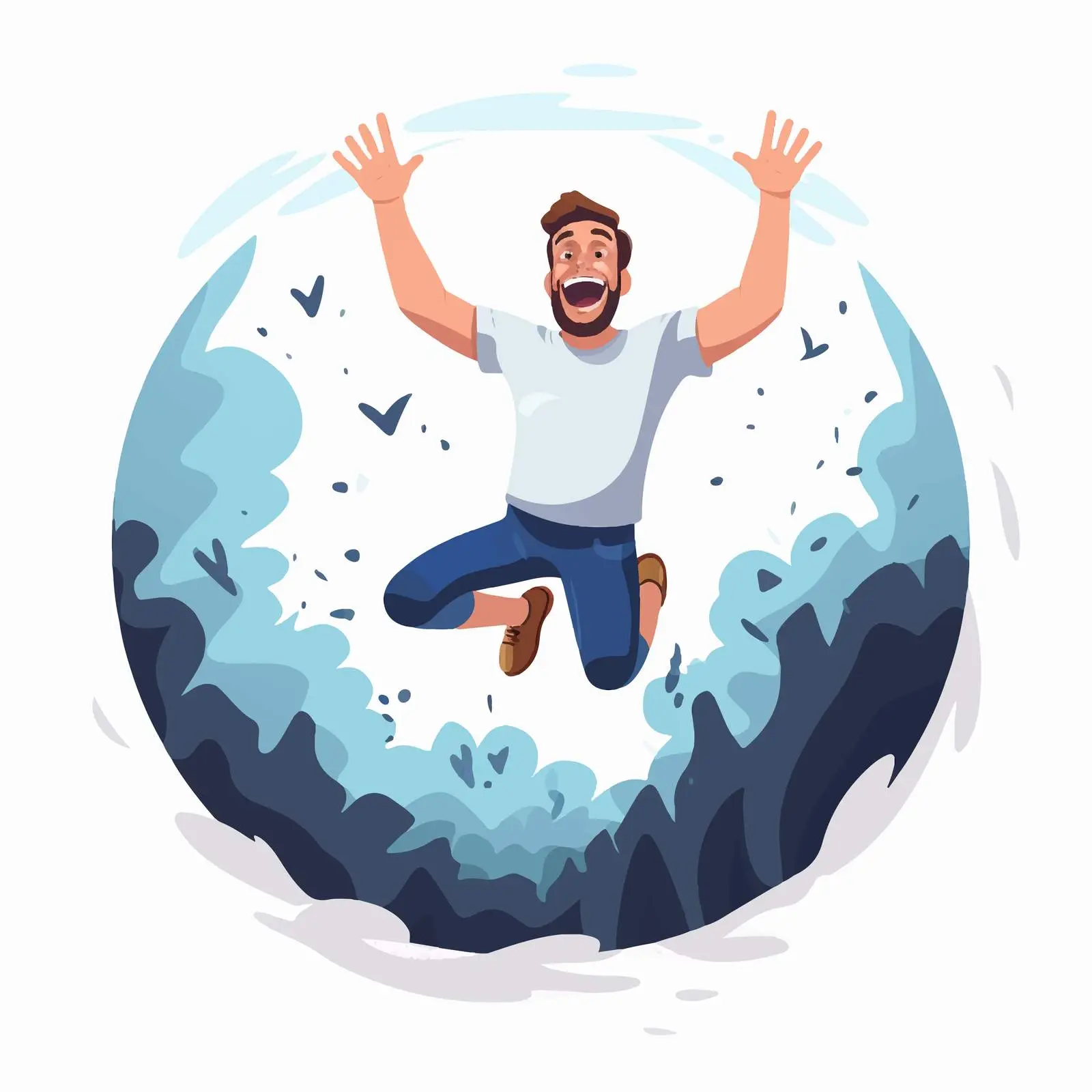 Excited Man Jumping Out of Hole — free download from Dotvec