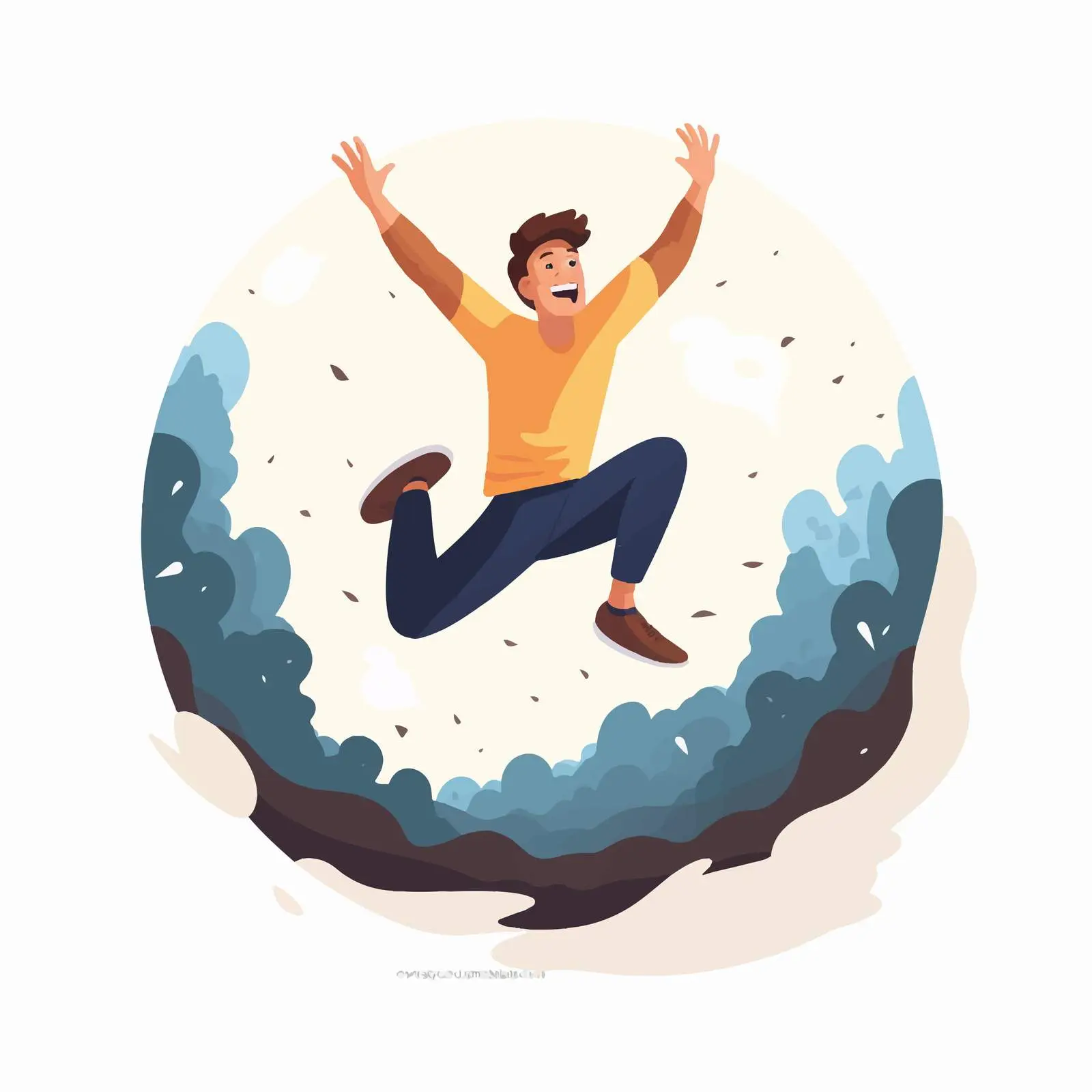 Happy Excited Man Jumping Out of Hole — free download from Dotvec