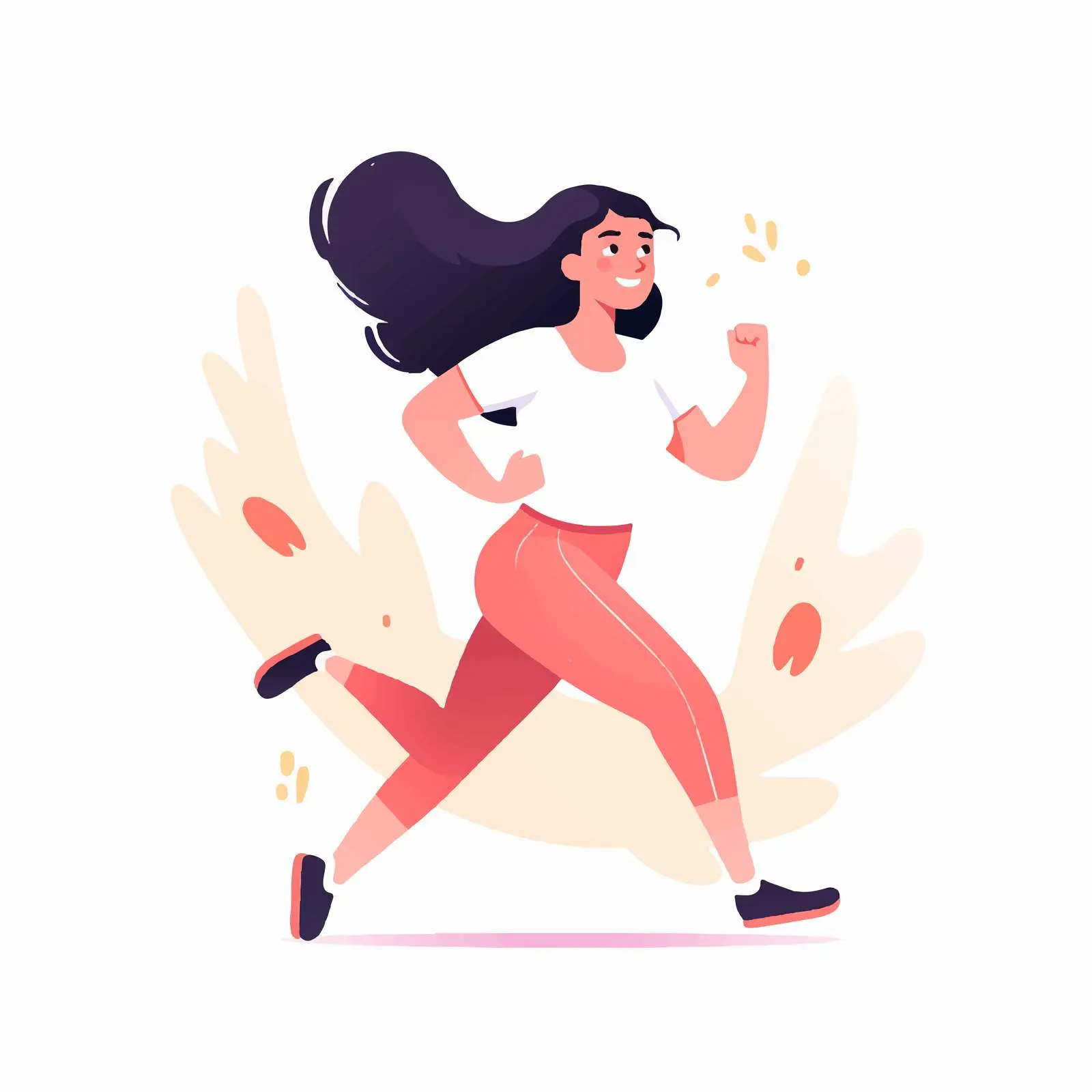 Active Young Woman Running in Excitement – free fitness vector image from Dotvec