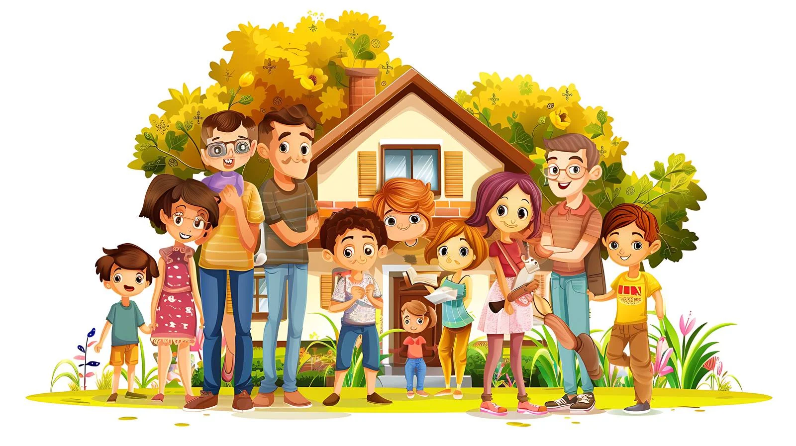 Happy Family Garden Portrait — free download from Dotvec