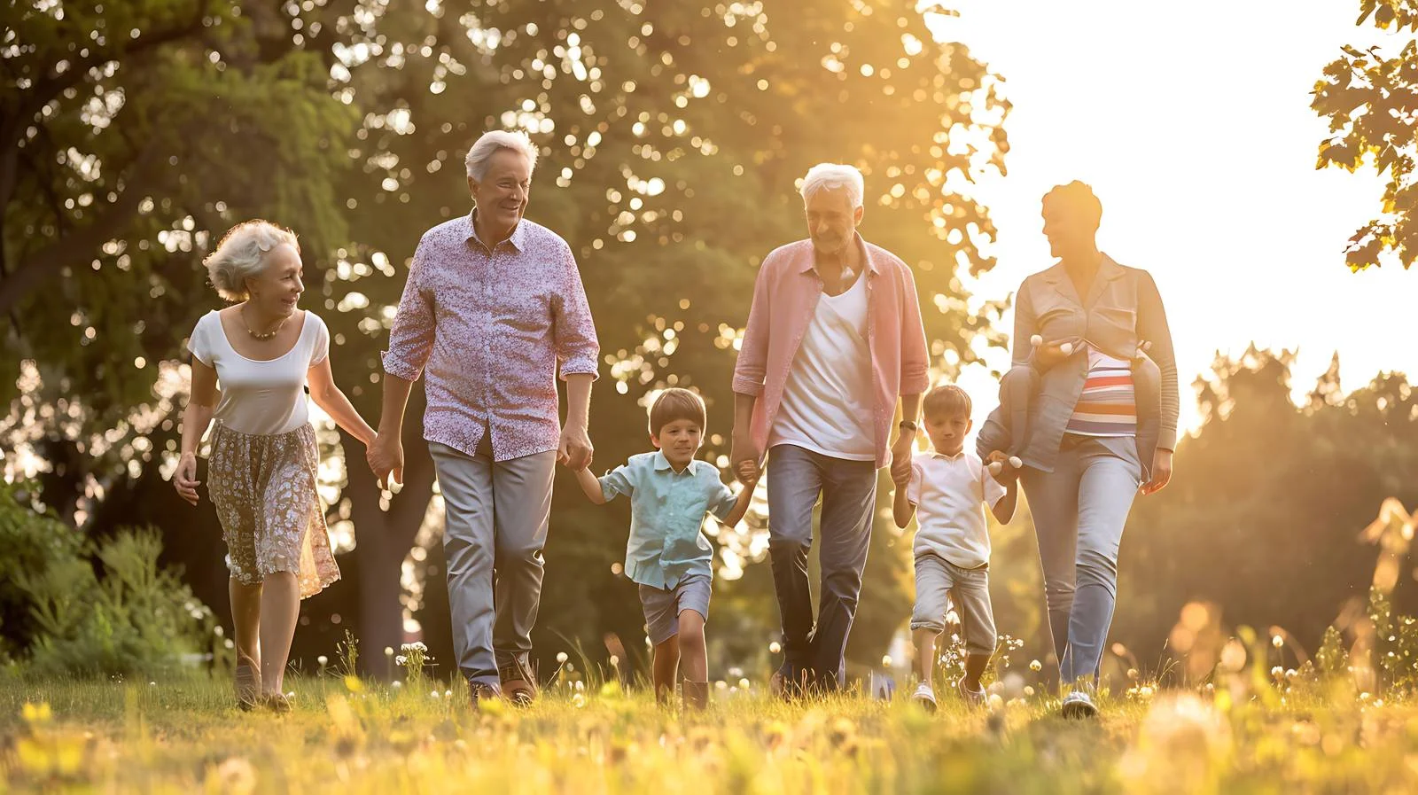 Joyful Family Stroll in Home Garden — free download from Dotvec