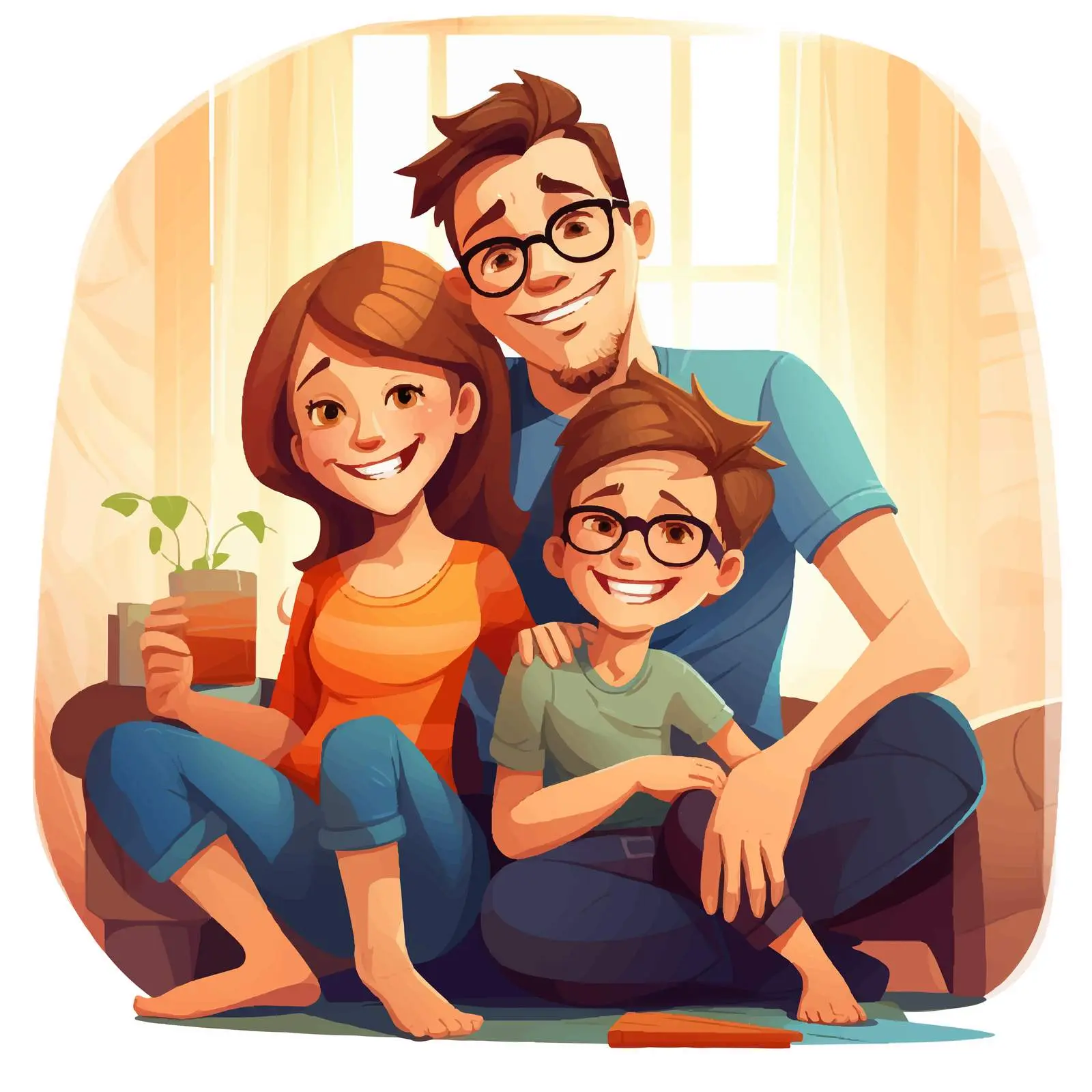 Happy Family Home Illustration Vector Art – free home life image from Dotvec
