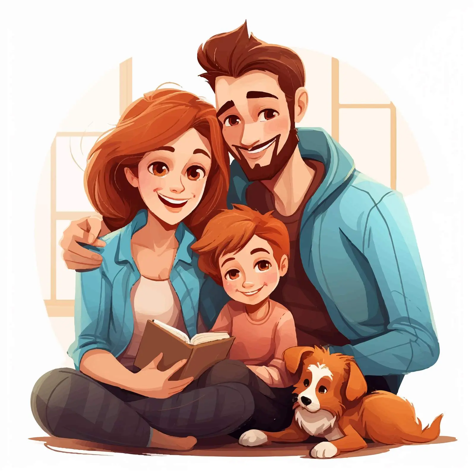 Happy Family Home Illustration Vector Art — free download from Dotvec