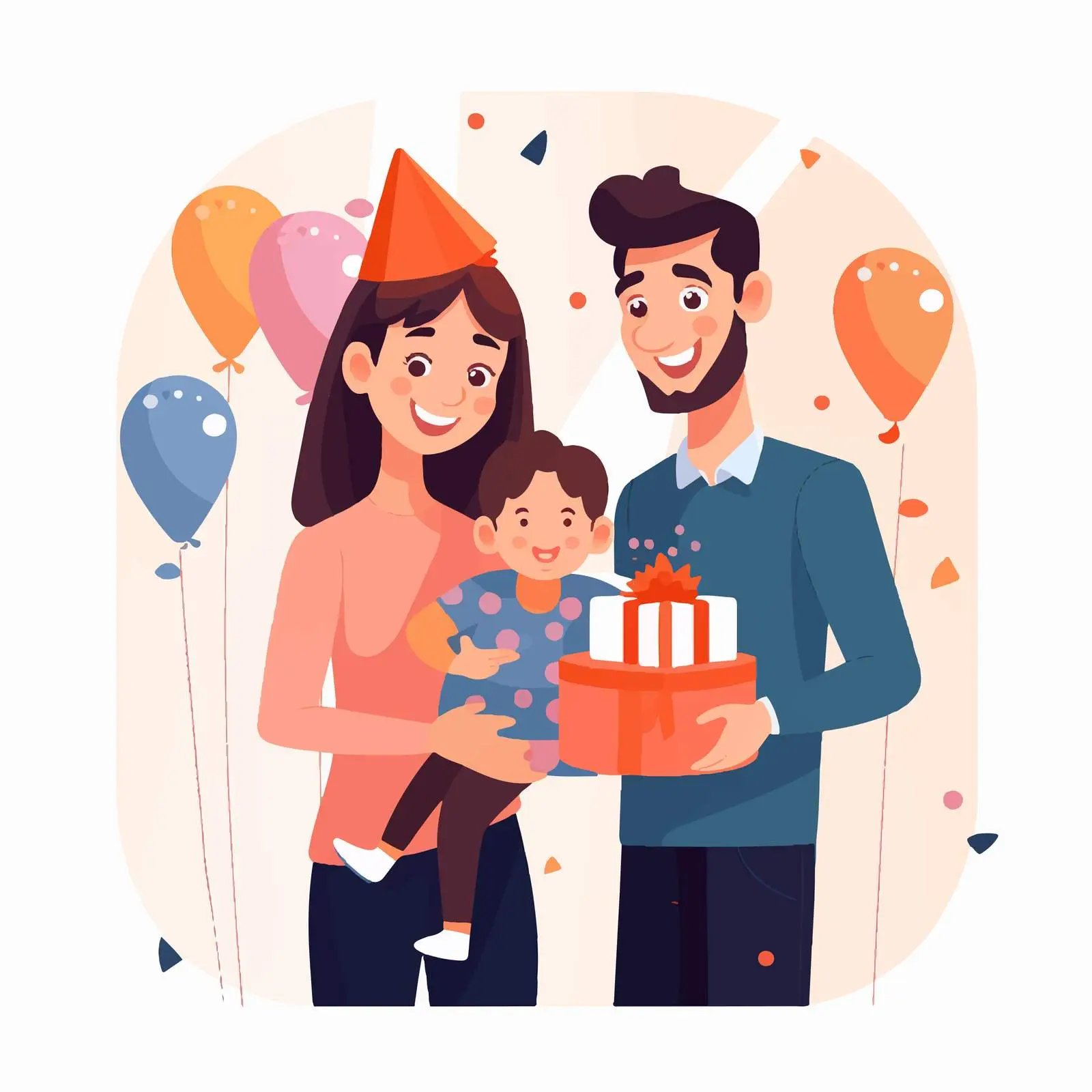 Happy Family Celebrating Baby's First Birthday — free download from Dotvec