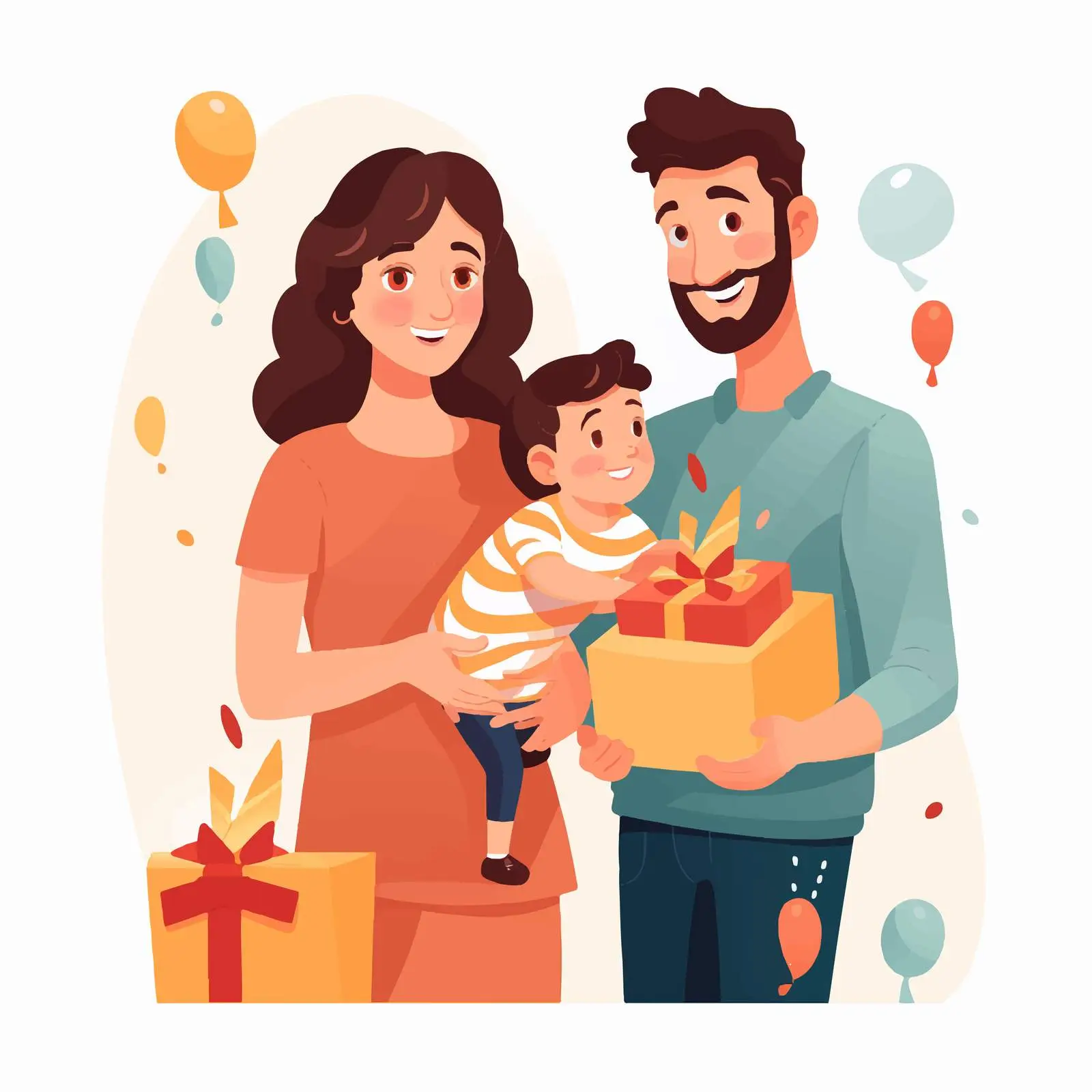 Family Celebrating Baby's First Birthday Vector Illustration — free download from Dotvec