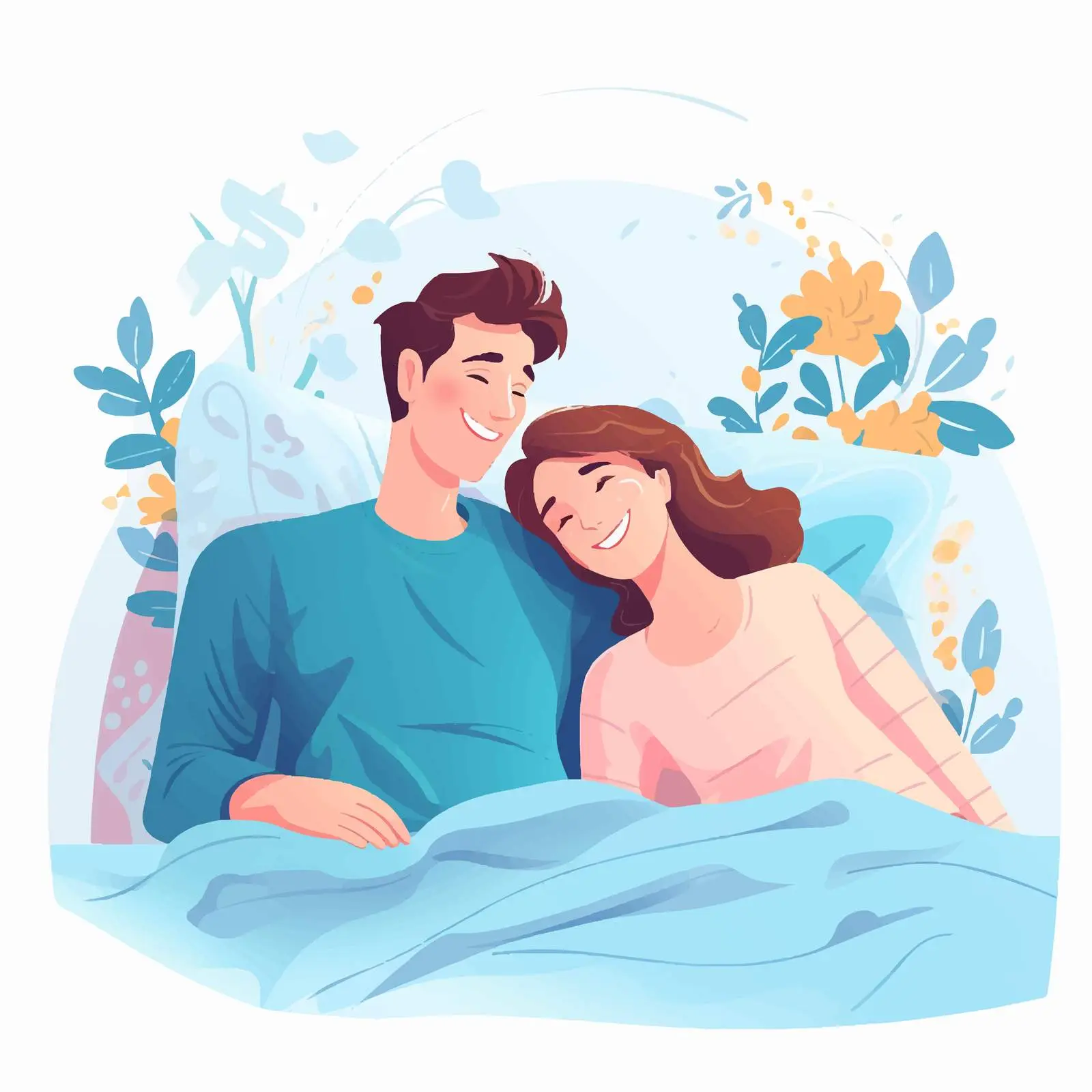 Happy Family Couple Relaxing Together in Bed — free download from Dotvec