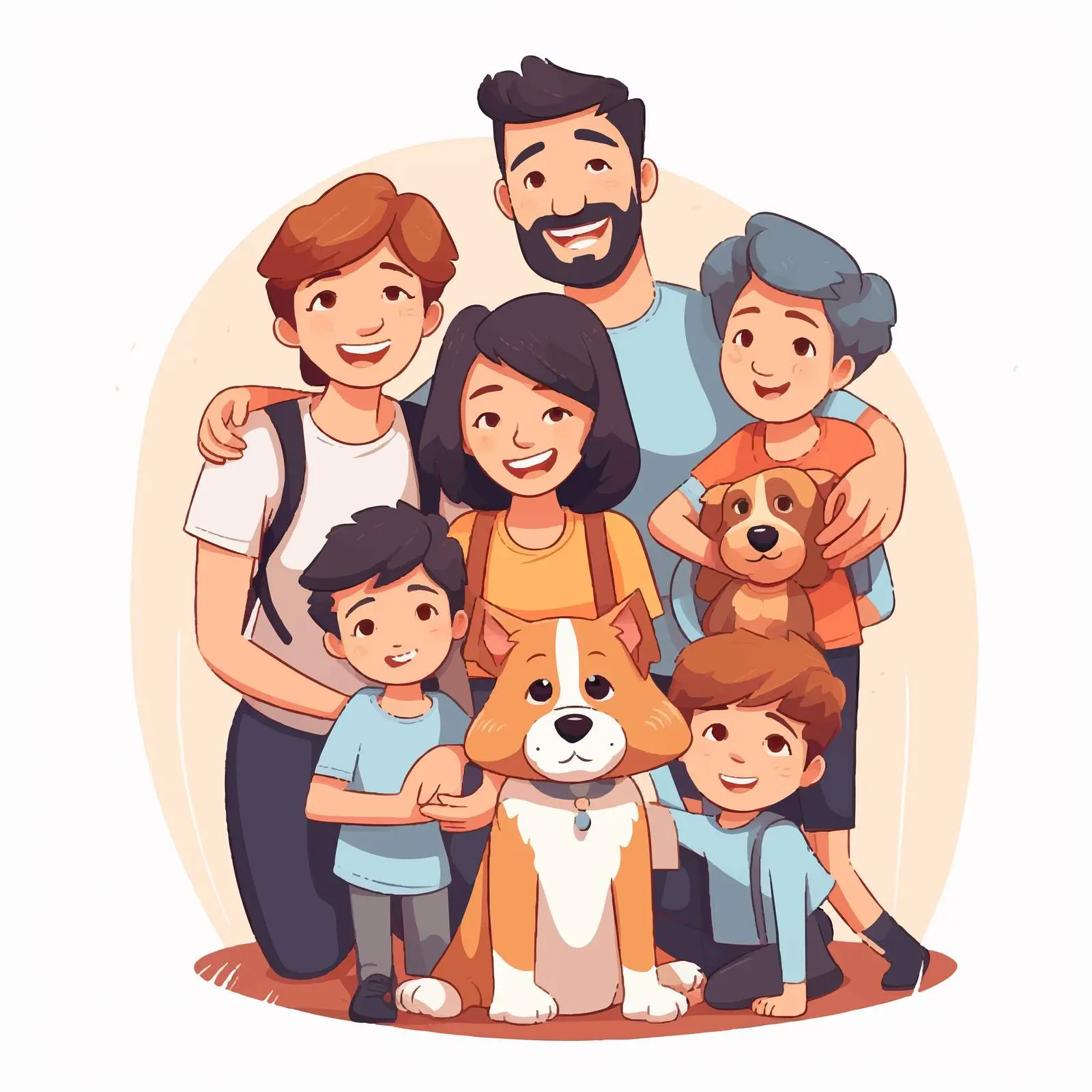 Happy Family with Pets Vector Illustration — free download from Dotvec
