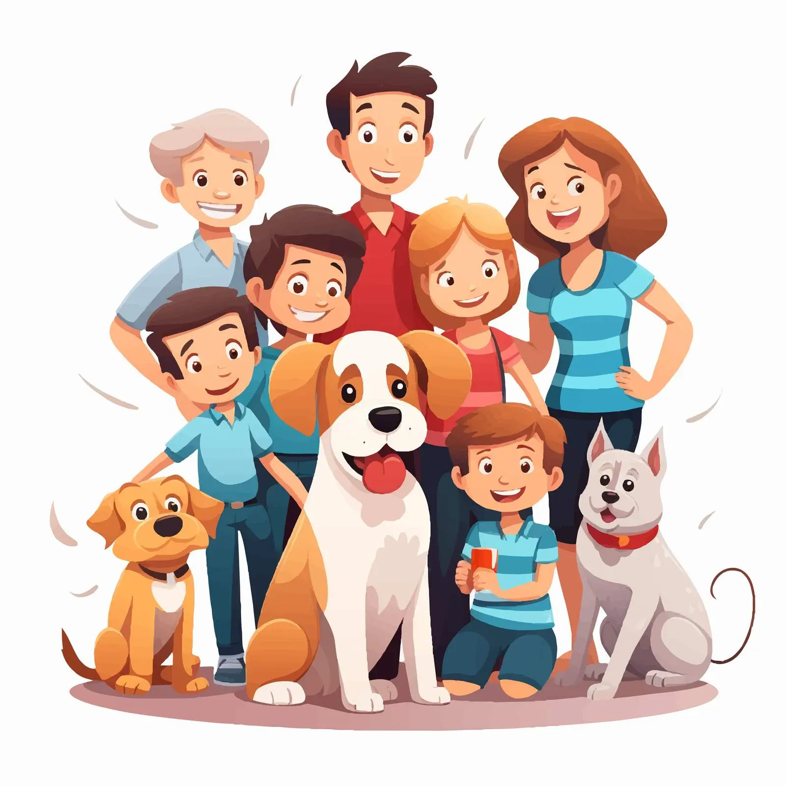Family and Pets Illustration in Vibrant Vector Style — free download from Dotvec