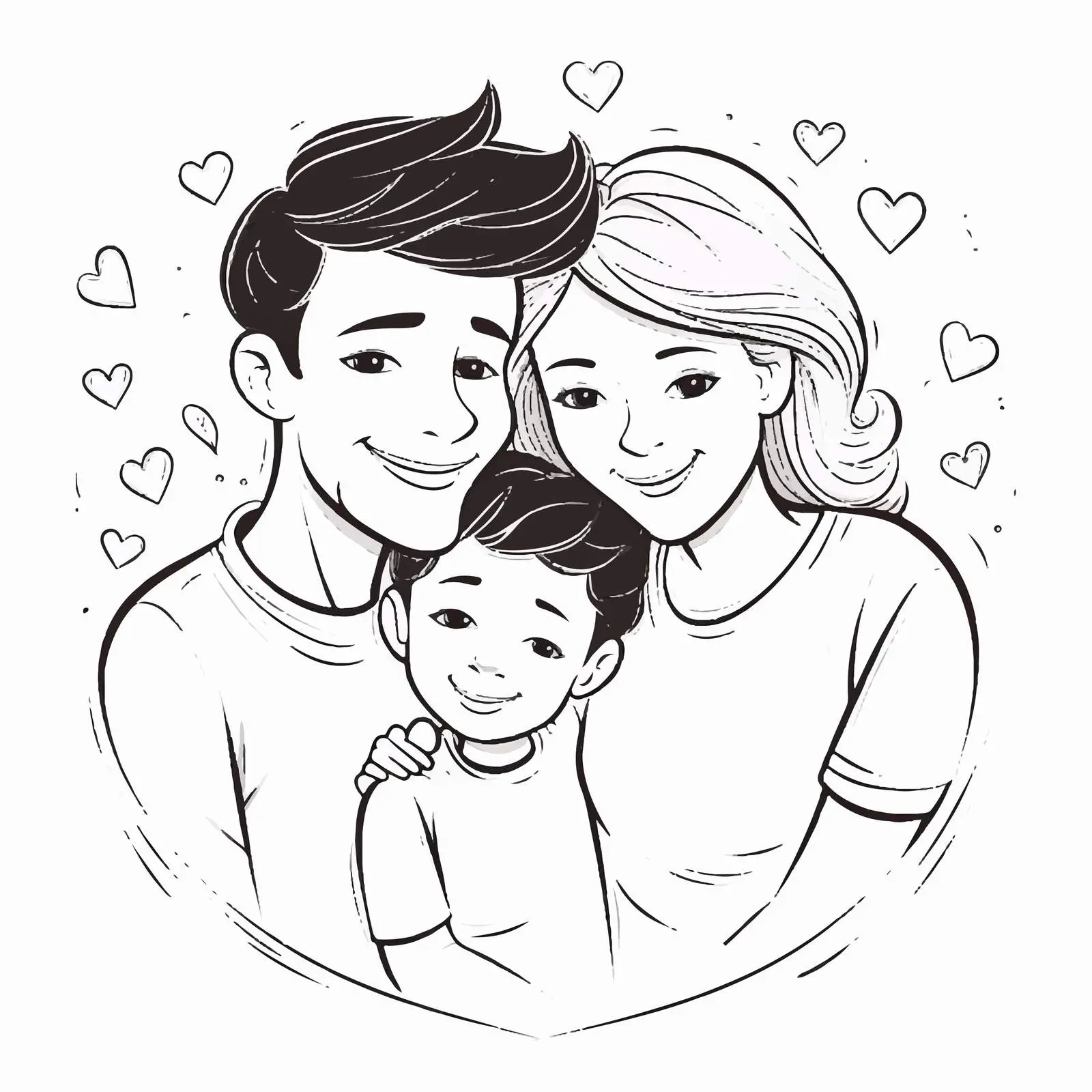 Happy Family Embracing Son in Warmth – free hugging image from Dotvec