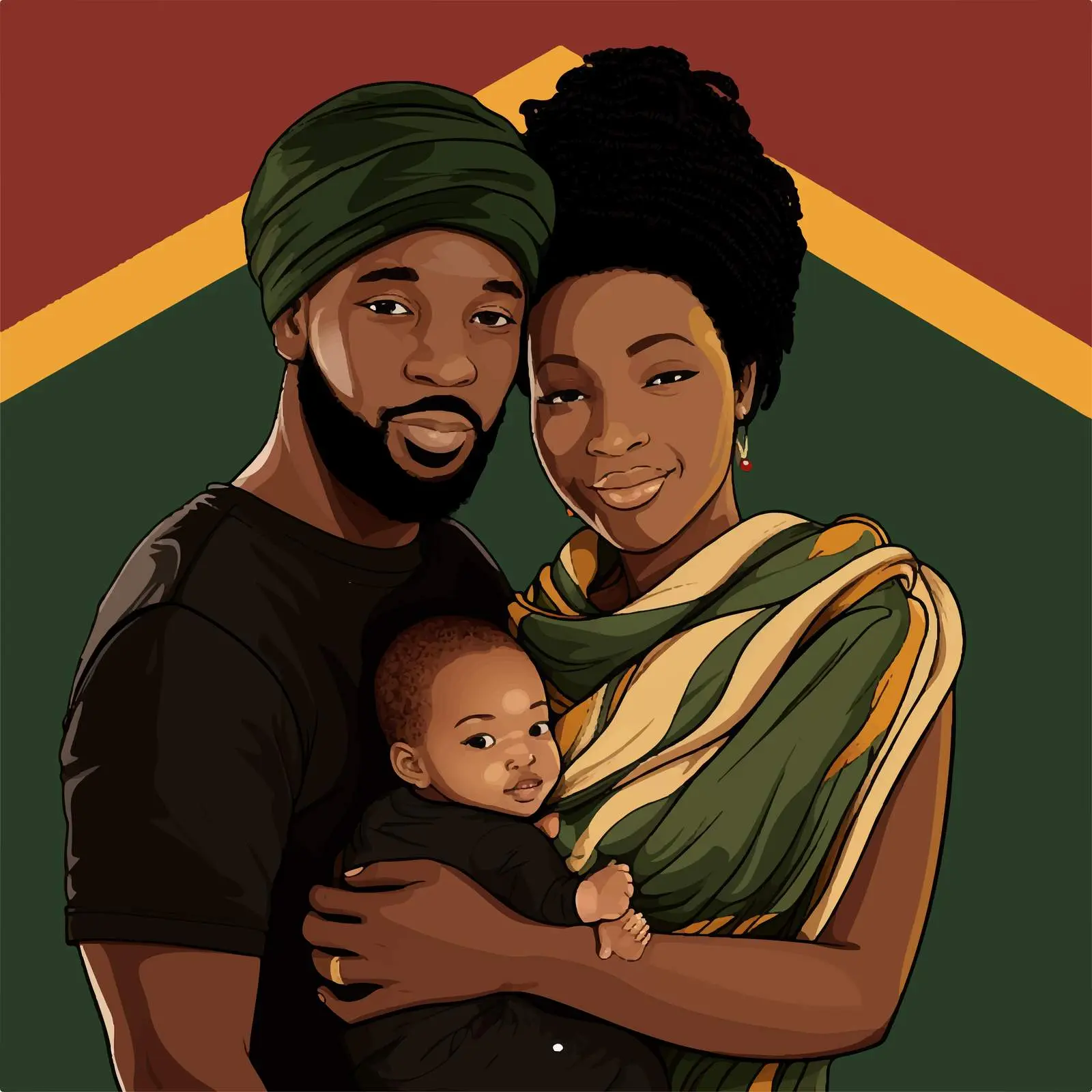 Happy Family with Newborn and South African Flag — free download from Dotvec