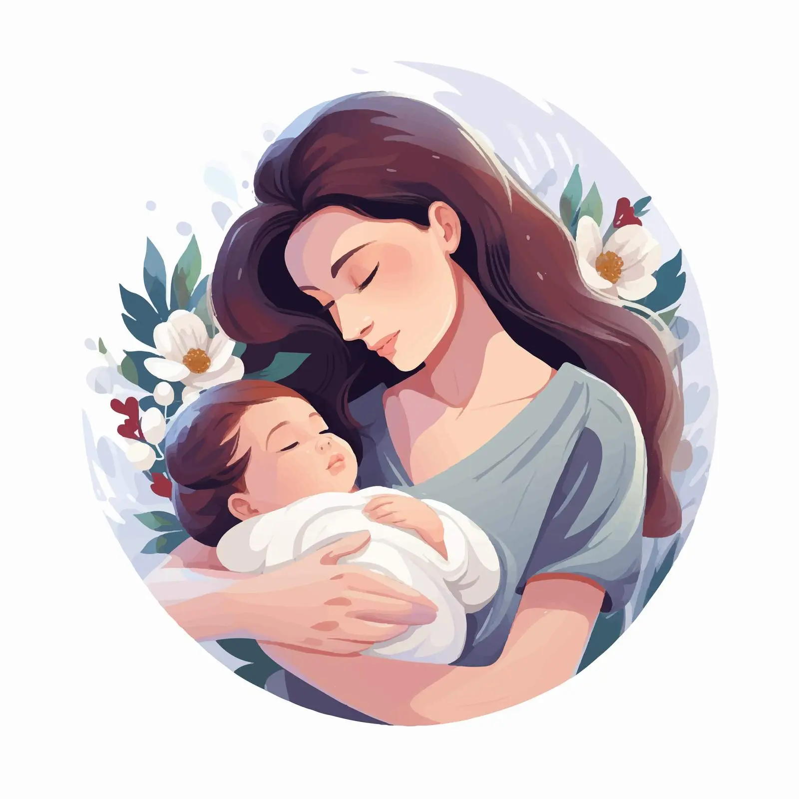 Mother and Newborn Baby Mother's Day Postcard — free download from Dotvec