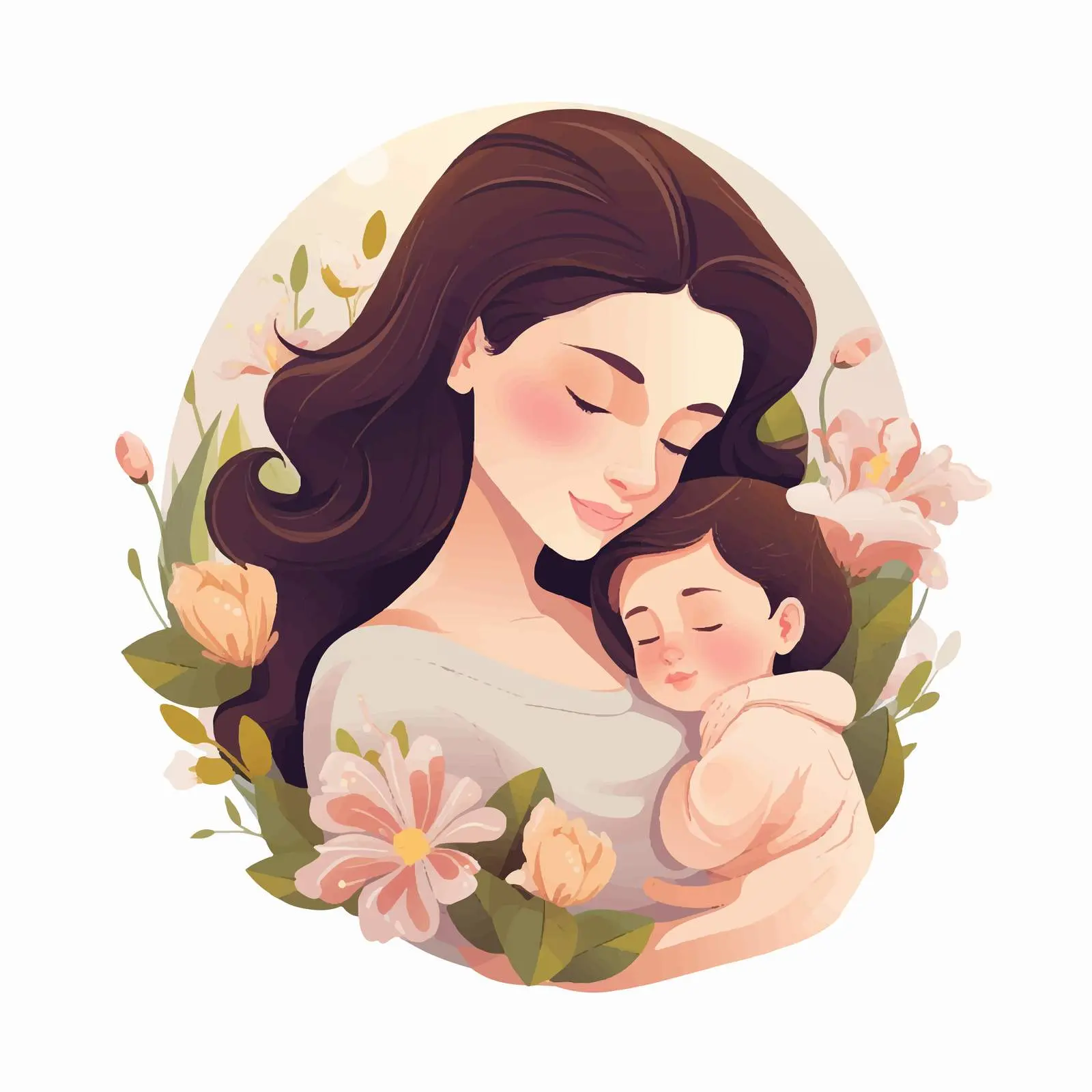 Mother and Newborn Baby Mothers Day Postcard — free download from Dotvec
