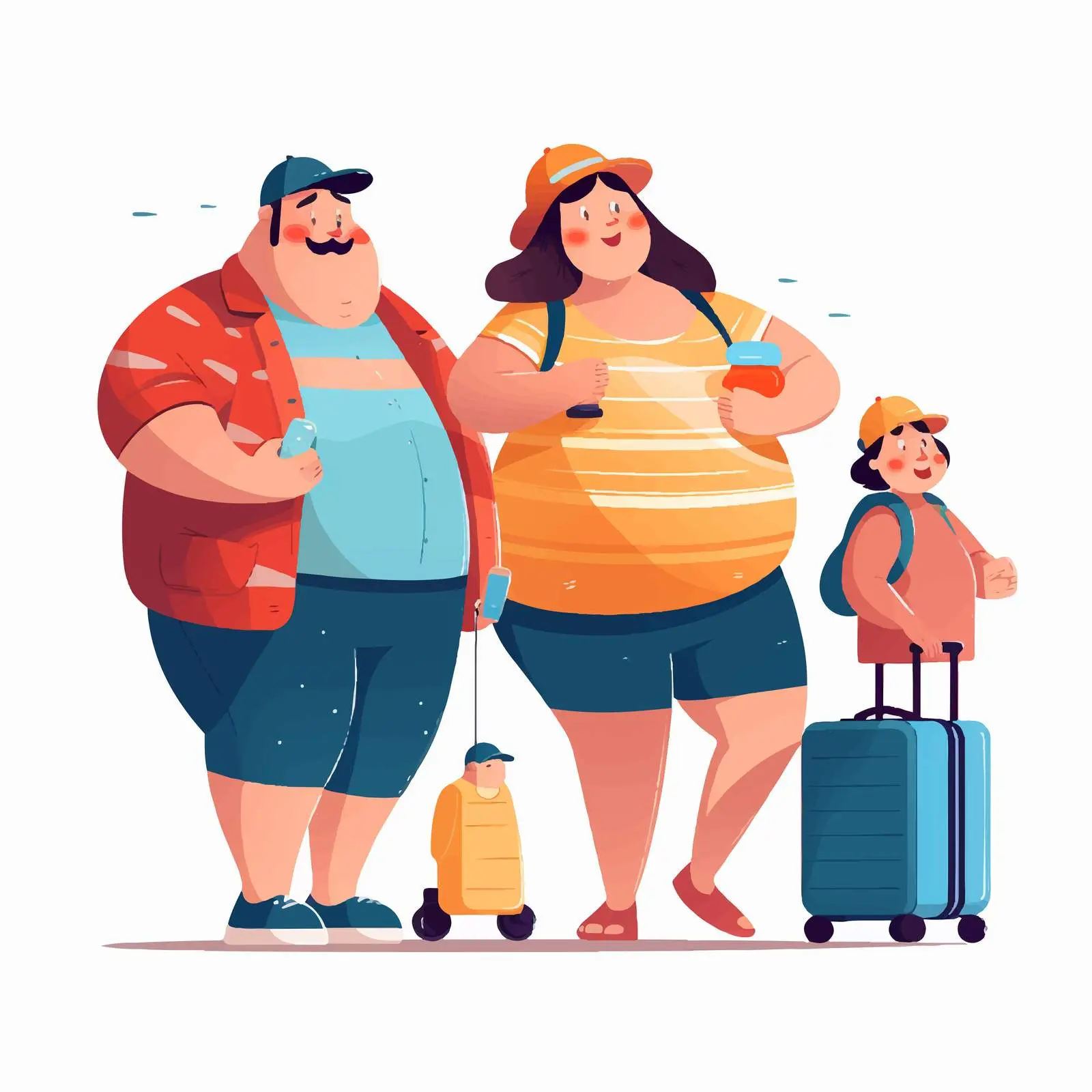 Happy Family with Luggage on Vacation — free download from Dotvec
