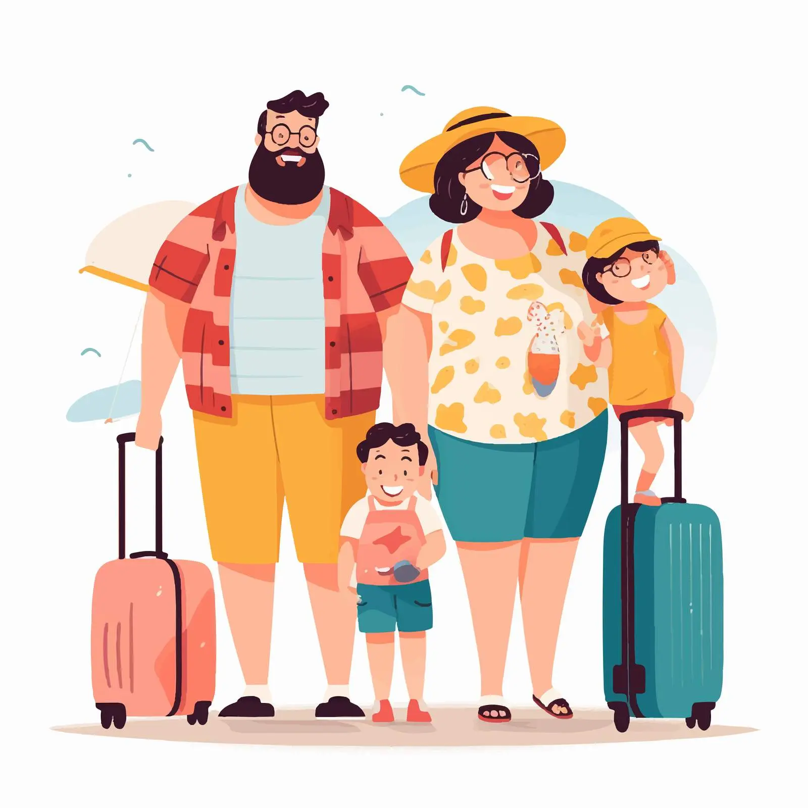 Joyful Family of Tourists with Luggage — free download from Dotvec