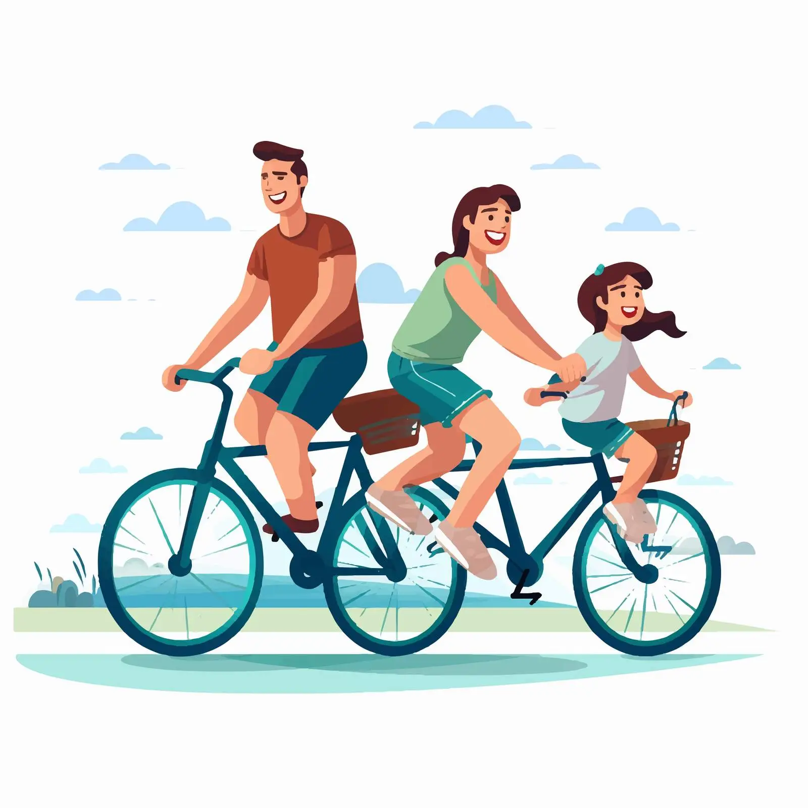 Happy Family Riding Bikes Together — free download from Dotvec