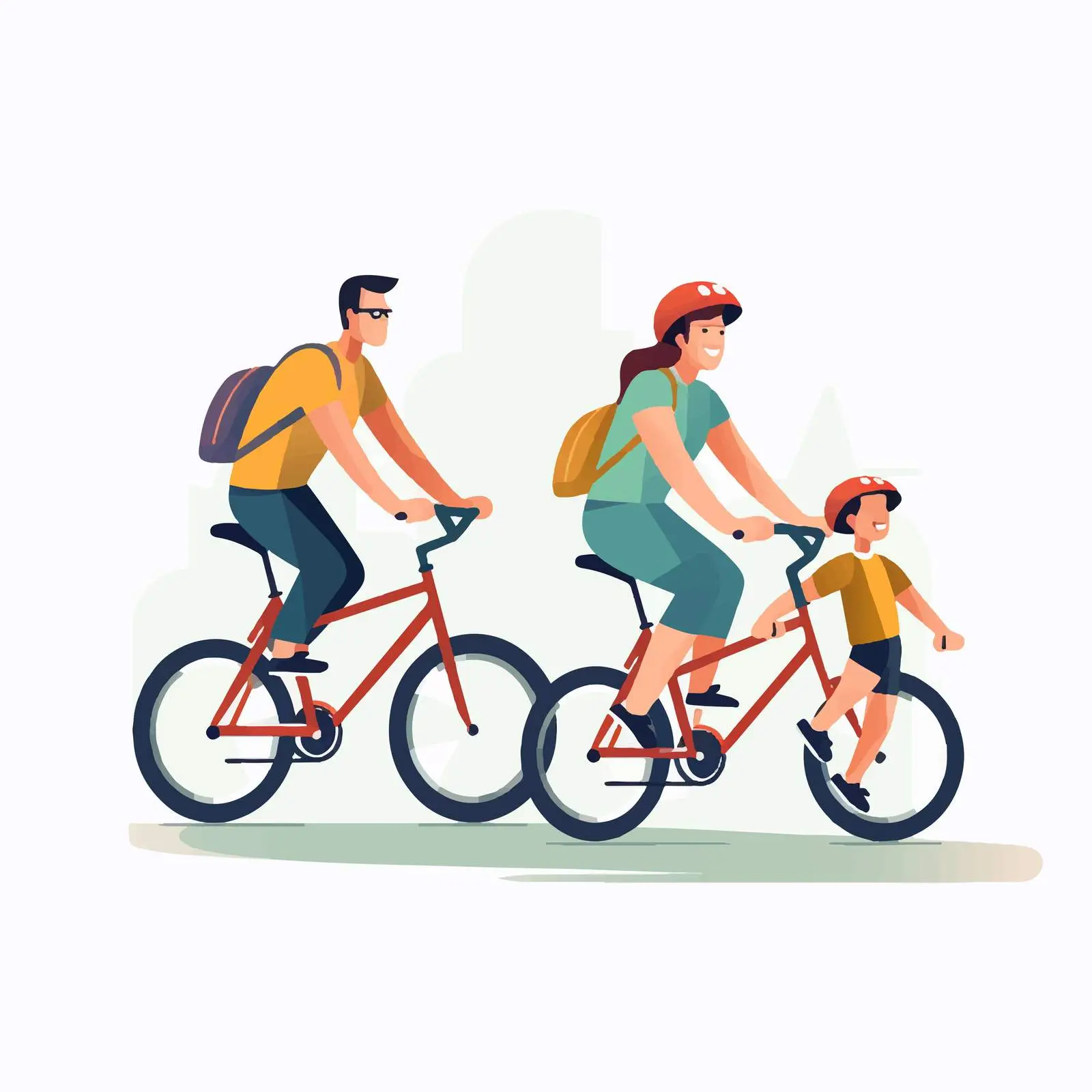 Family Riding Bikes Together — free download from Dotvec