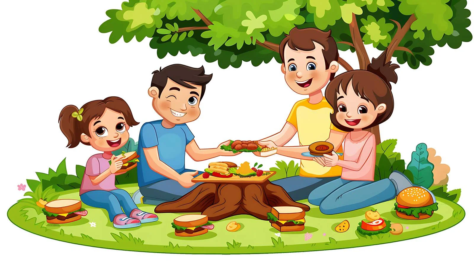Family Relaxing in Garden Enjoying Snack — free download from Dotvec