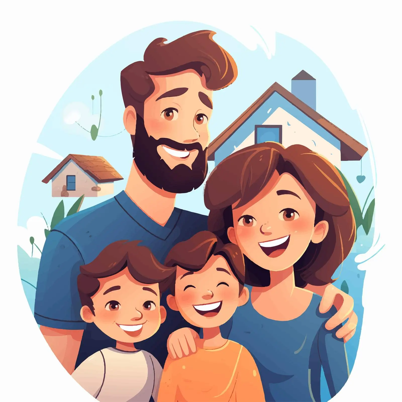 Happy Family Stay at Home Illustration – free home activities image from Dotvec