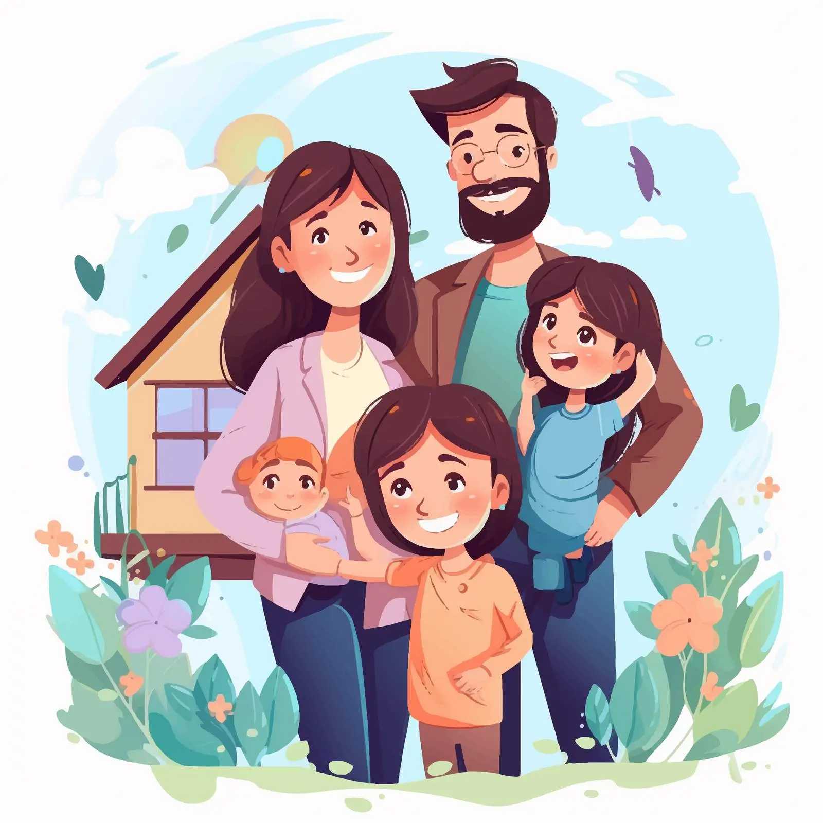 Happy Family Stay at Home Illustration Vector — free download from Dotvec