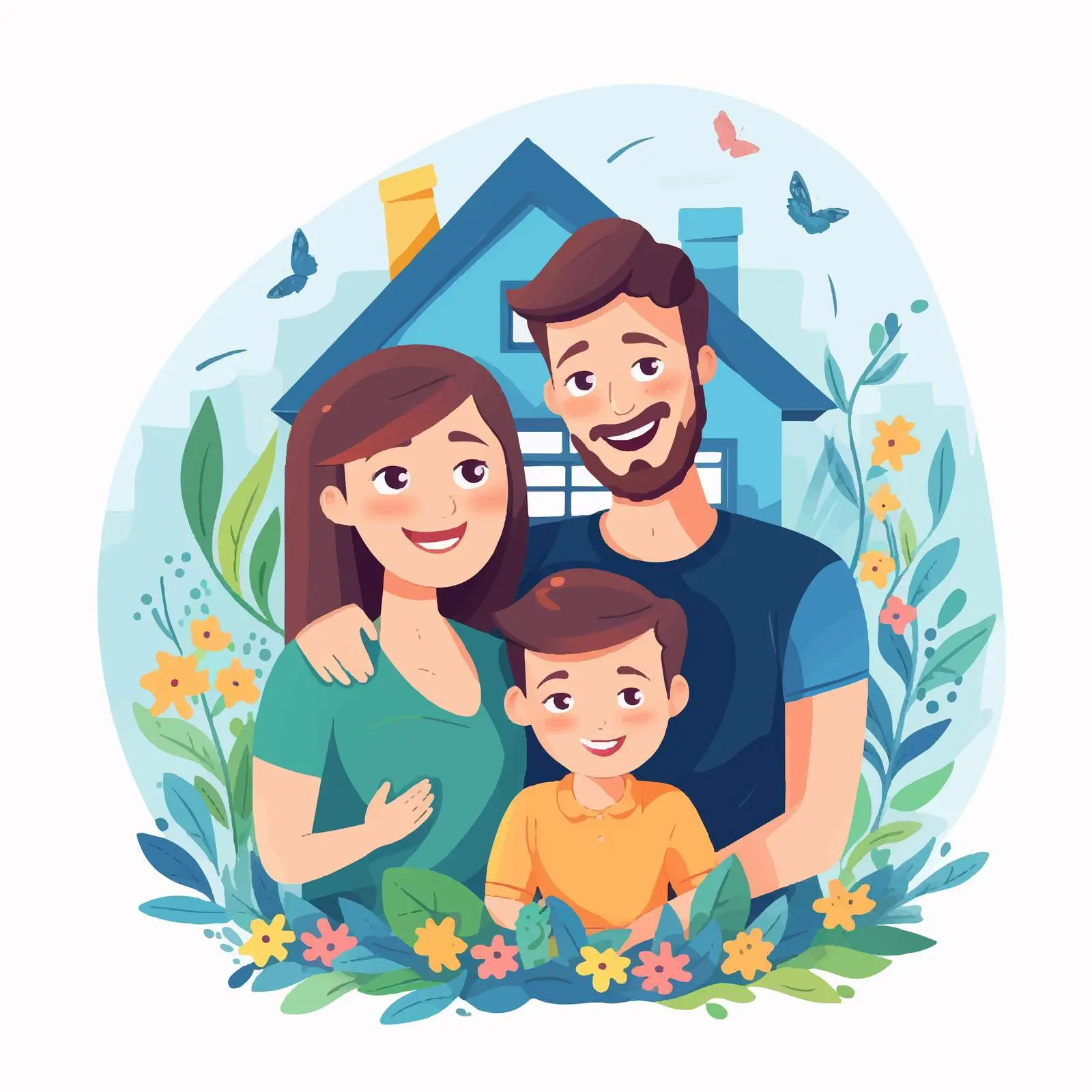Happy Family Stay at Home Illustration — free download from Dotvec