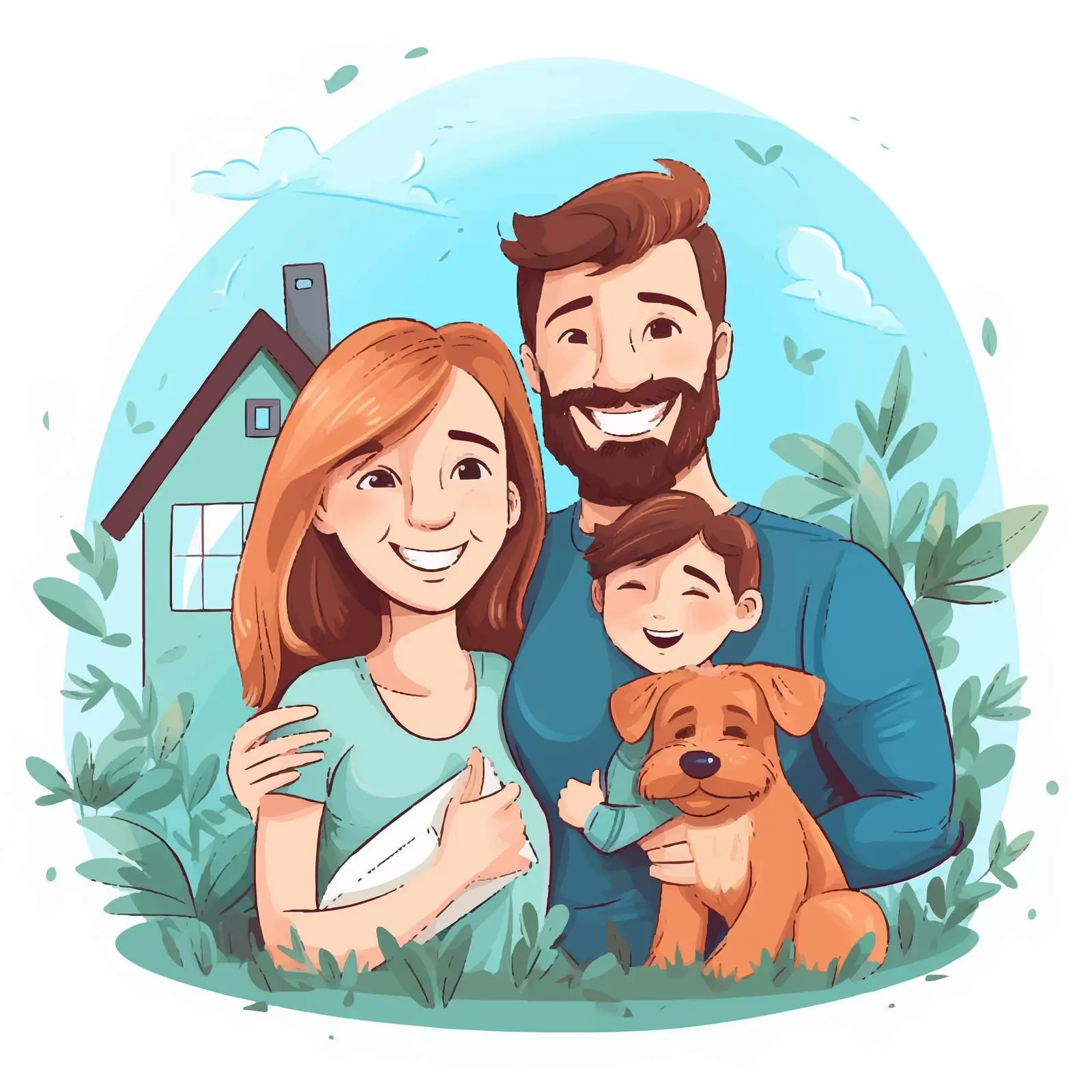 Happy Family Stay at Home Illustration Vector — free download from Dotvec
