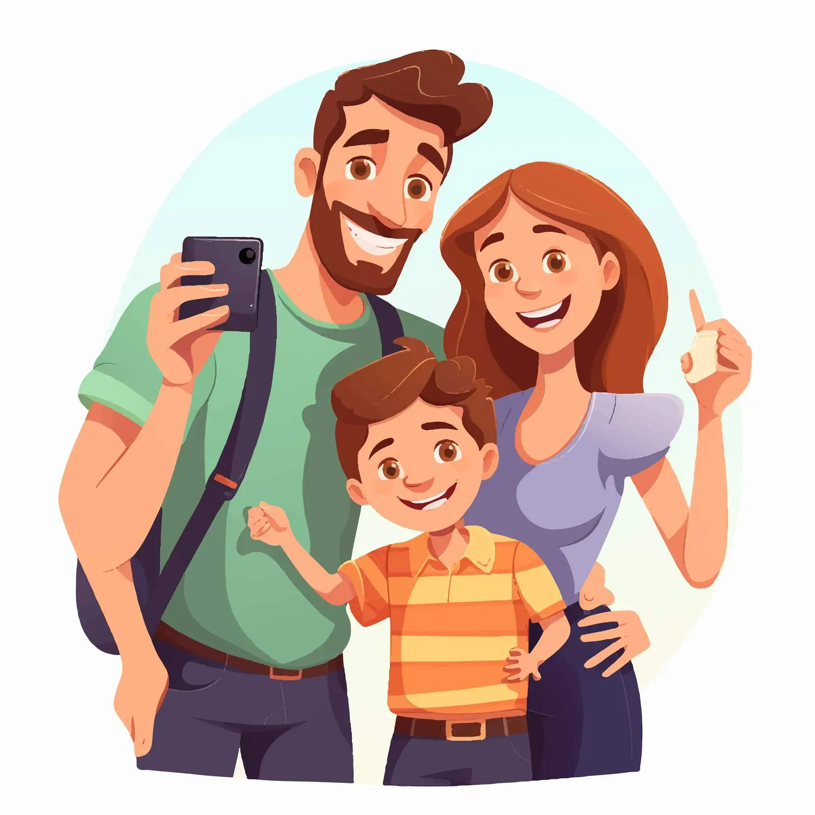 Happy Family Taking Photo Together Illustration — free download from Dotvec