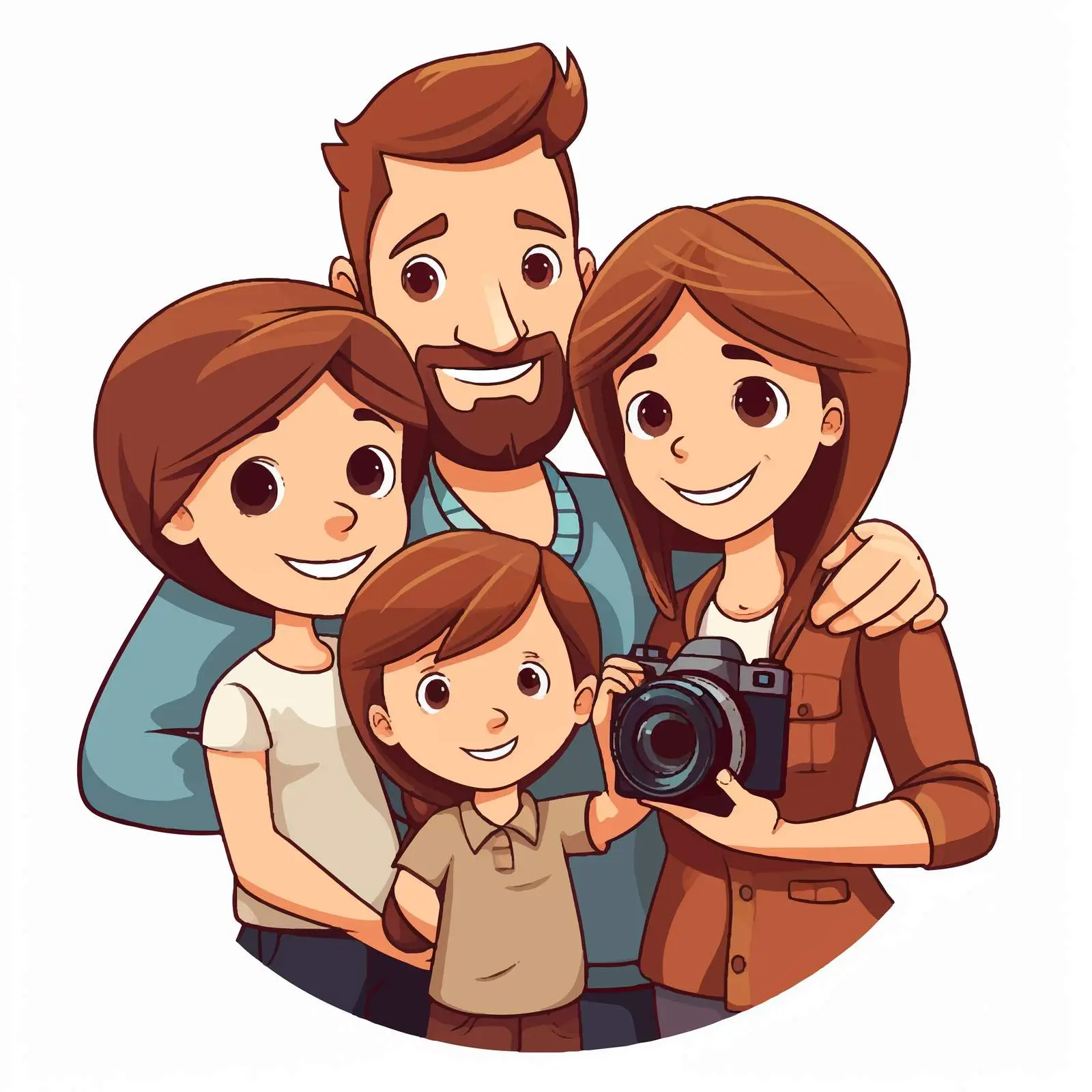 Happy Family Taking Photo Together Illustration — free download from Dotvec