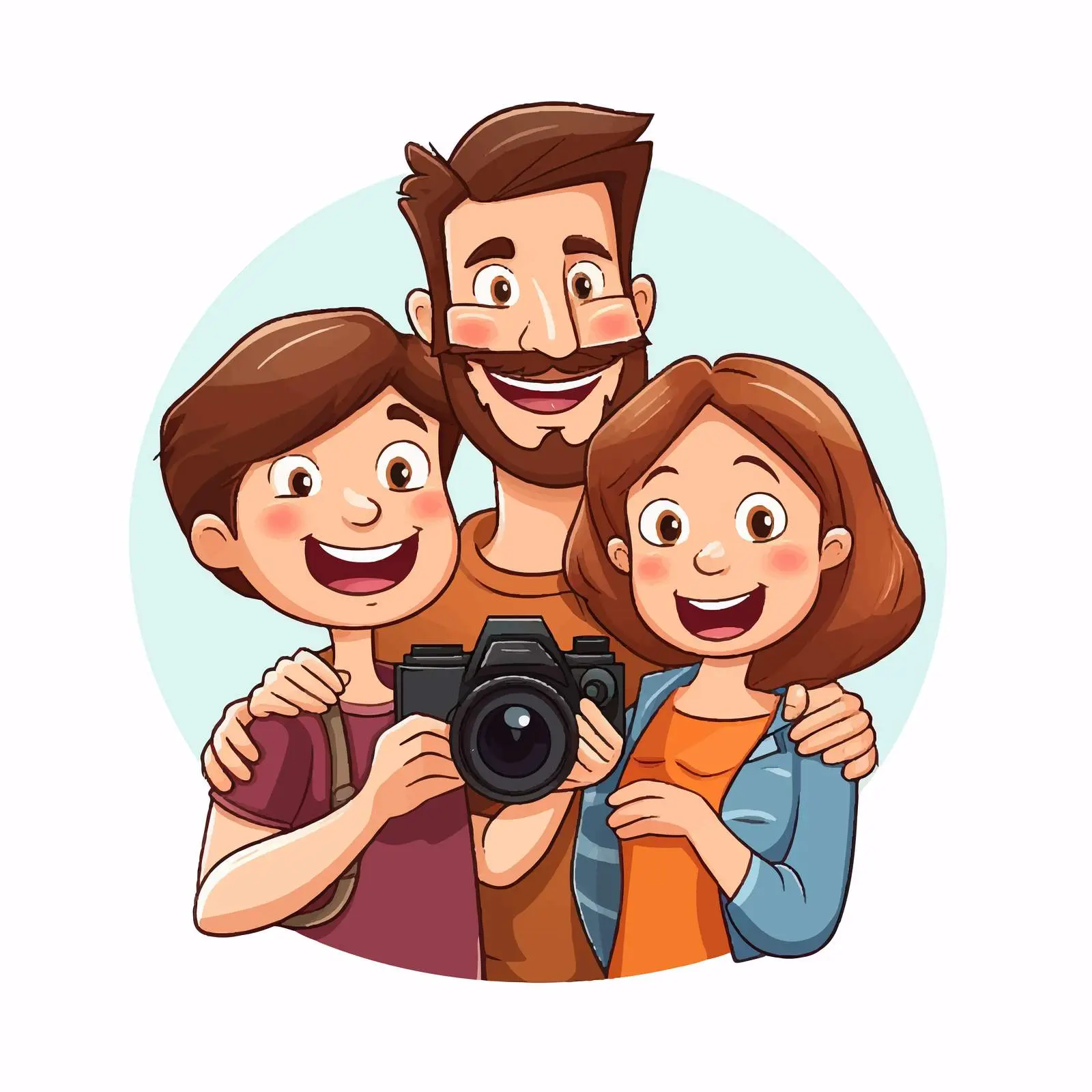 Happy Family Taking Photo Together Illustration — free download from Dotvec