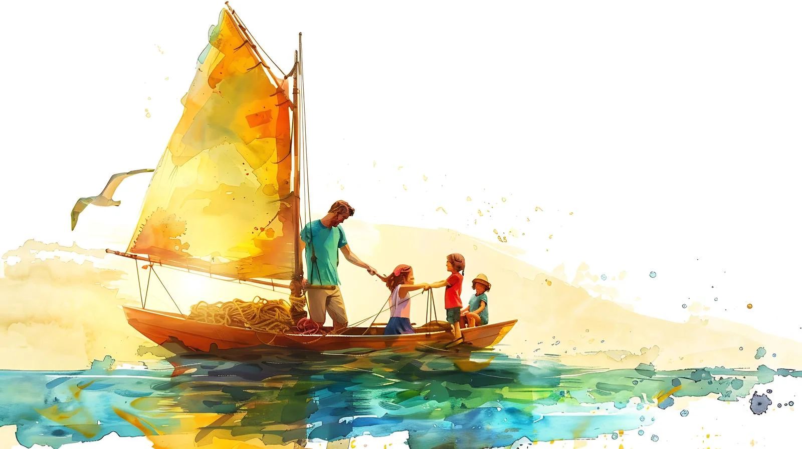 Happy Family Sailing Out to Sea — free download from Dotvec