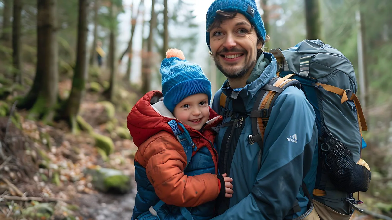Joyful family hiking adventure with young son — free download from Dotvec