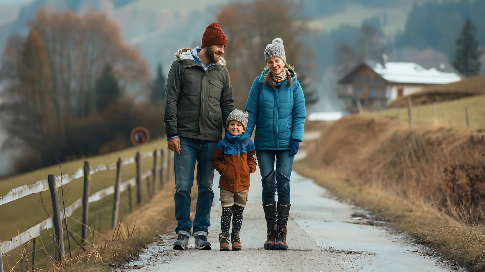 Joyful Family with Young Son Enjoying Rural Setting — free download from Dotvec