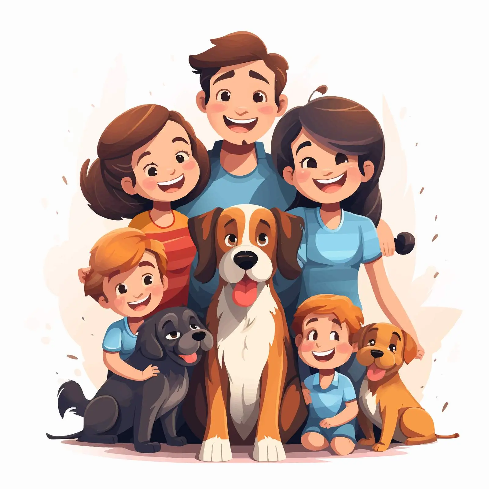 Happy Family with Dogs Illustration Vector — free download from Dotvec