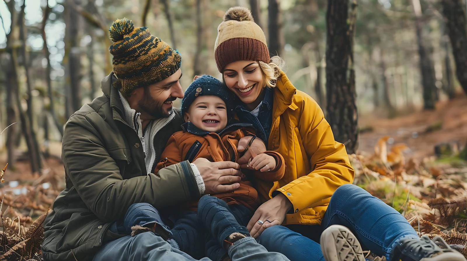 Serene Family with Son Enjoying Forest — free download from Dotvec