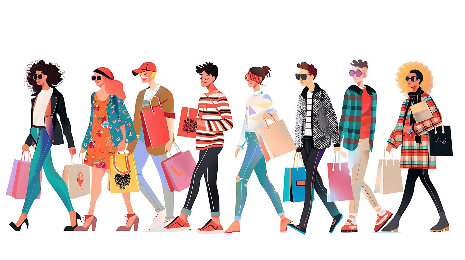 Joyful stylish youth shopping expedition — free download from Dotvec