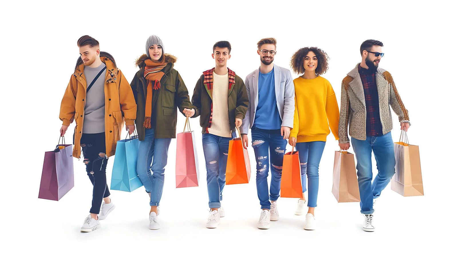 Stylish youth shopping spree with smiles — free download from Dotvec