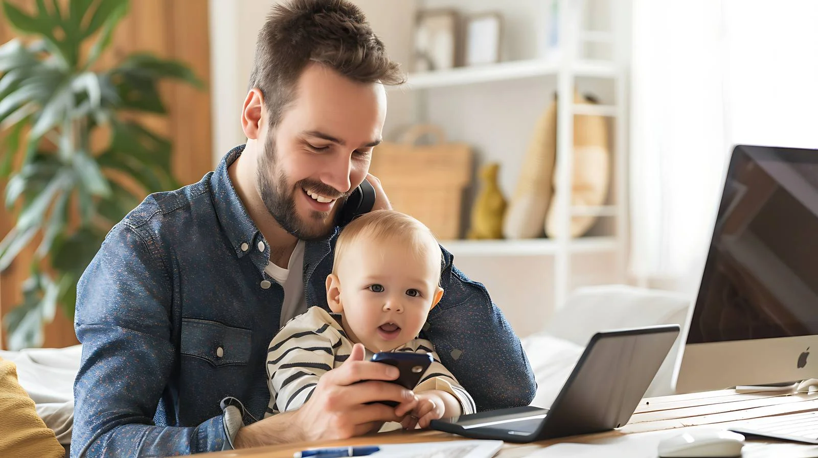 Father-Son Home Office Interaction — free download from Dotvec